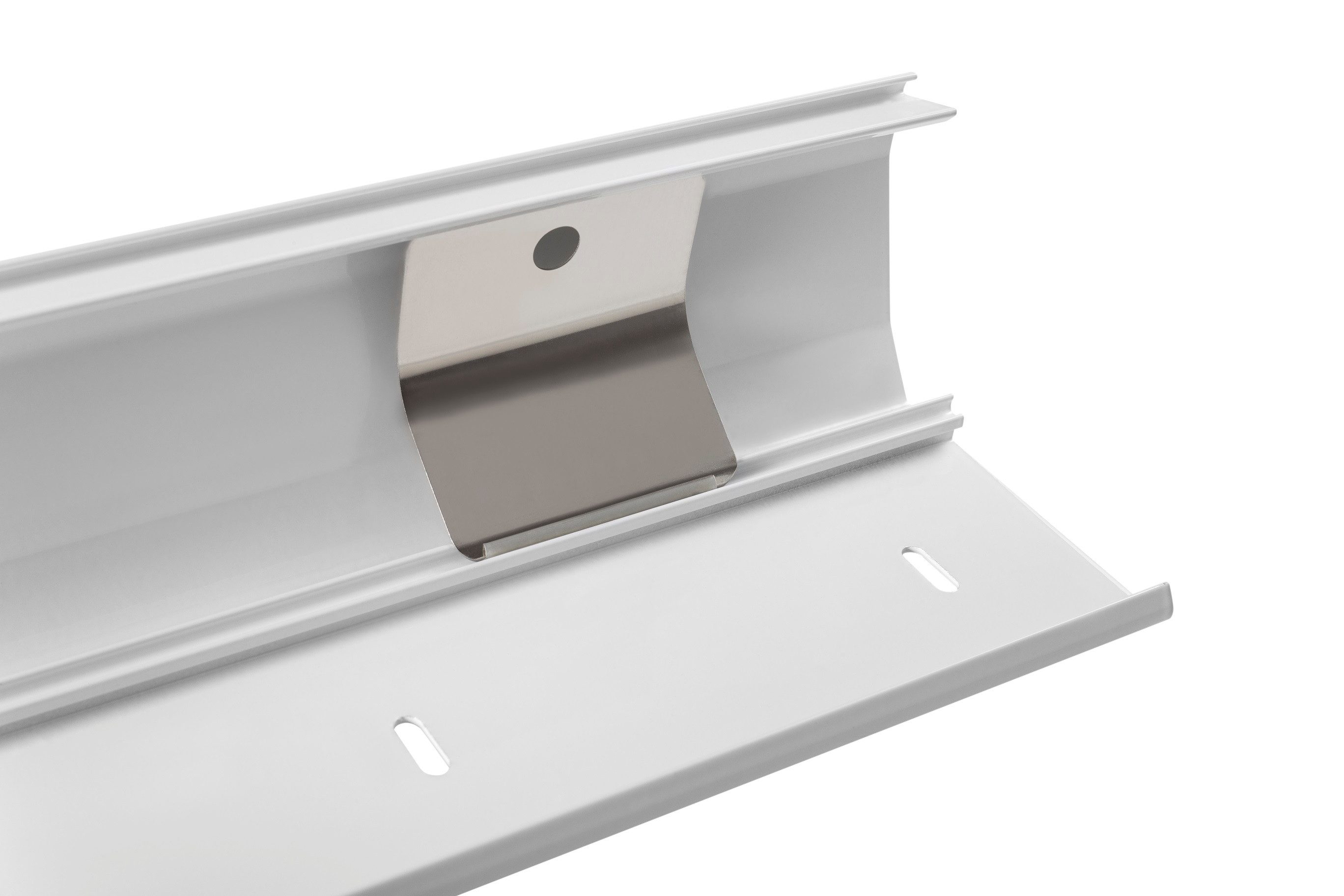 RICOO Kabelführung Kabelkanal Aluminium mit Klappmechanismus weiß 110cm Z1110-W (1-St., ausklappbar Metall Kabelführung Alu Kabel Organizer flexibel kürzbar), Kabelklemme Kabelmanagement für Wand und Boden 1100 x 60 x 20mm