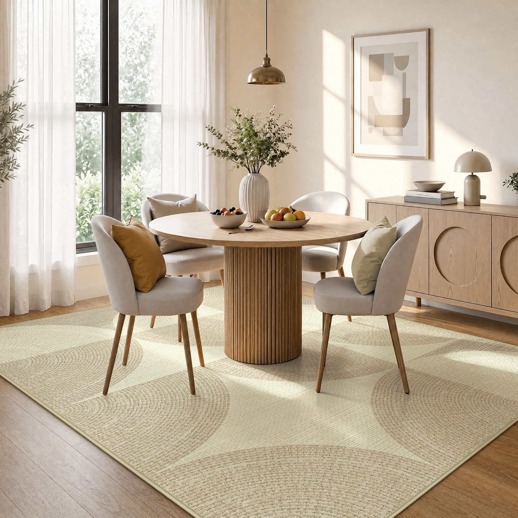 Tribesigns Teppich Geometrischer Minimalist Kurzflor Teppich, Maschinenwaschbar, 160 x 230 cm Rutschfester Wohnzimmerteppich, Teppich für Wohnzimmer