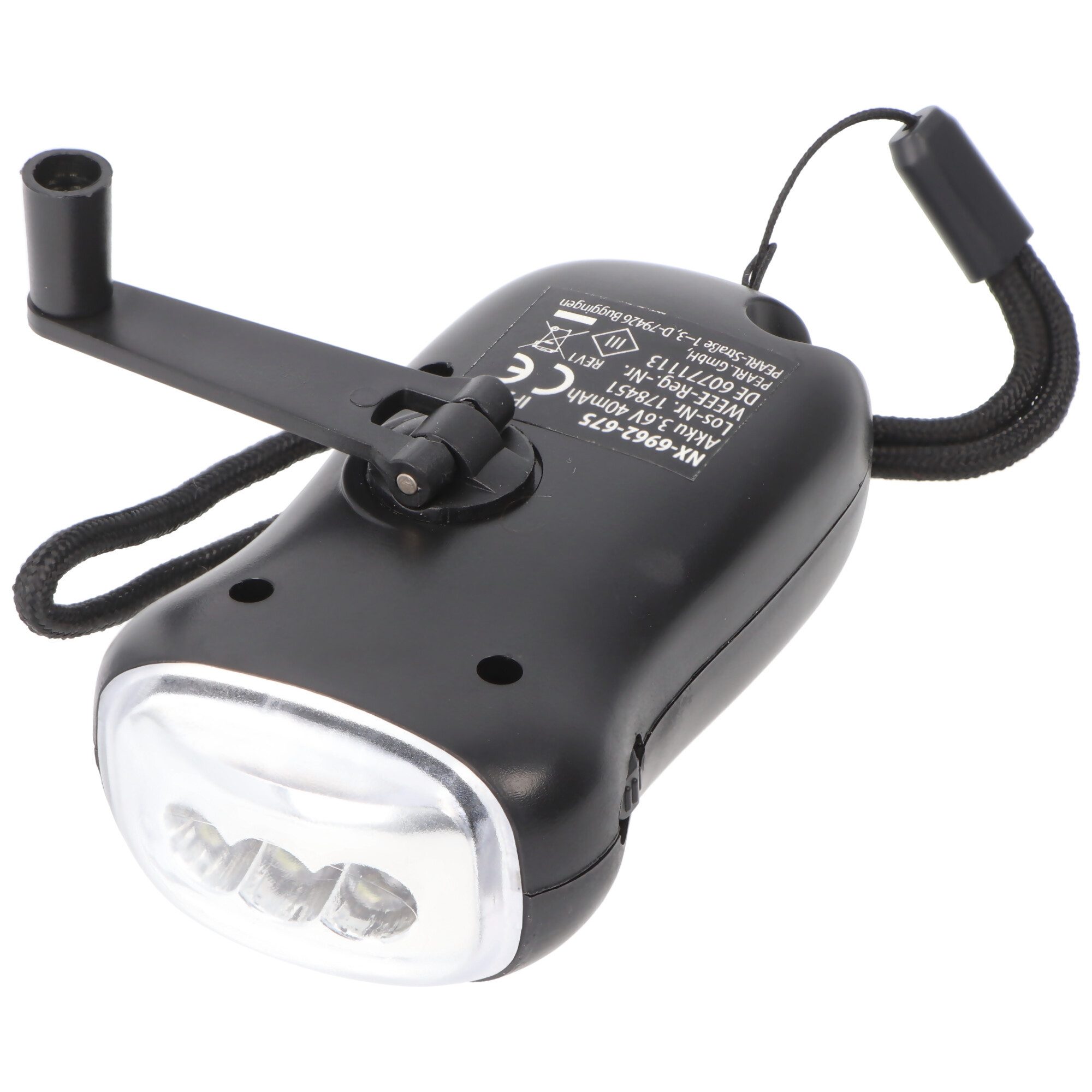 AccuCell LED Taschenlampe Dynamo Taschenlampe mit 3 LED, mit Ladekurbel, mit Solarladefunktion