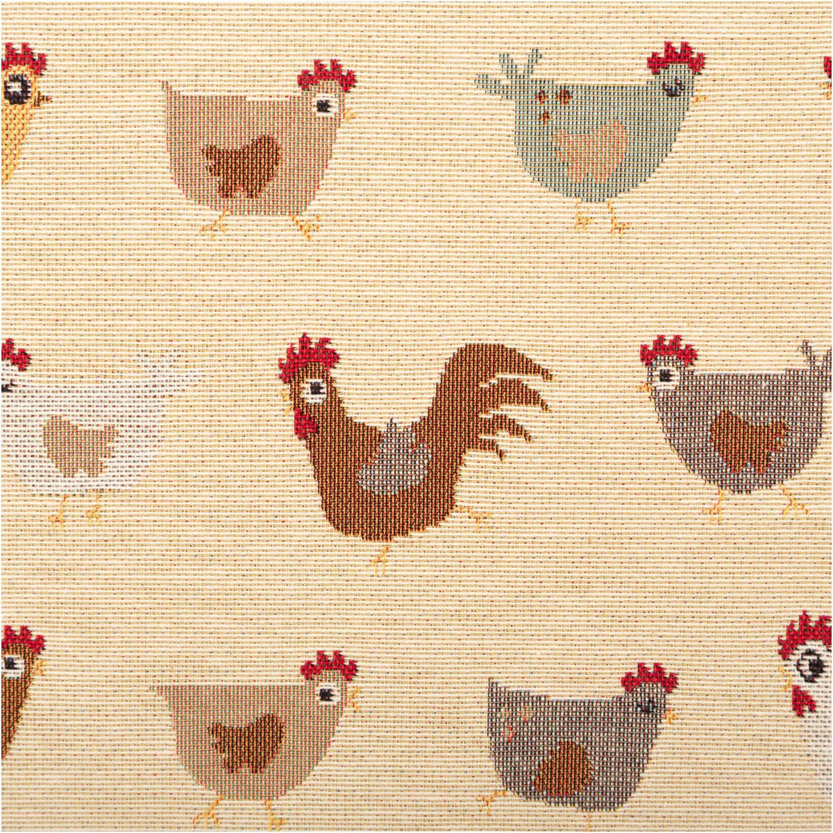 Stoff Gobelin Stoff Meterware Hühner beige braun Jacquard