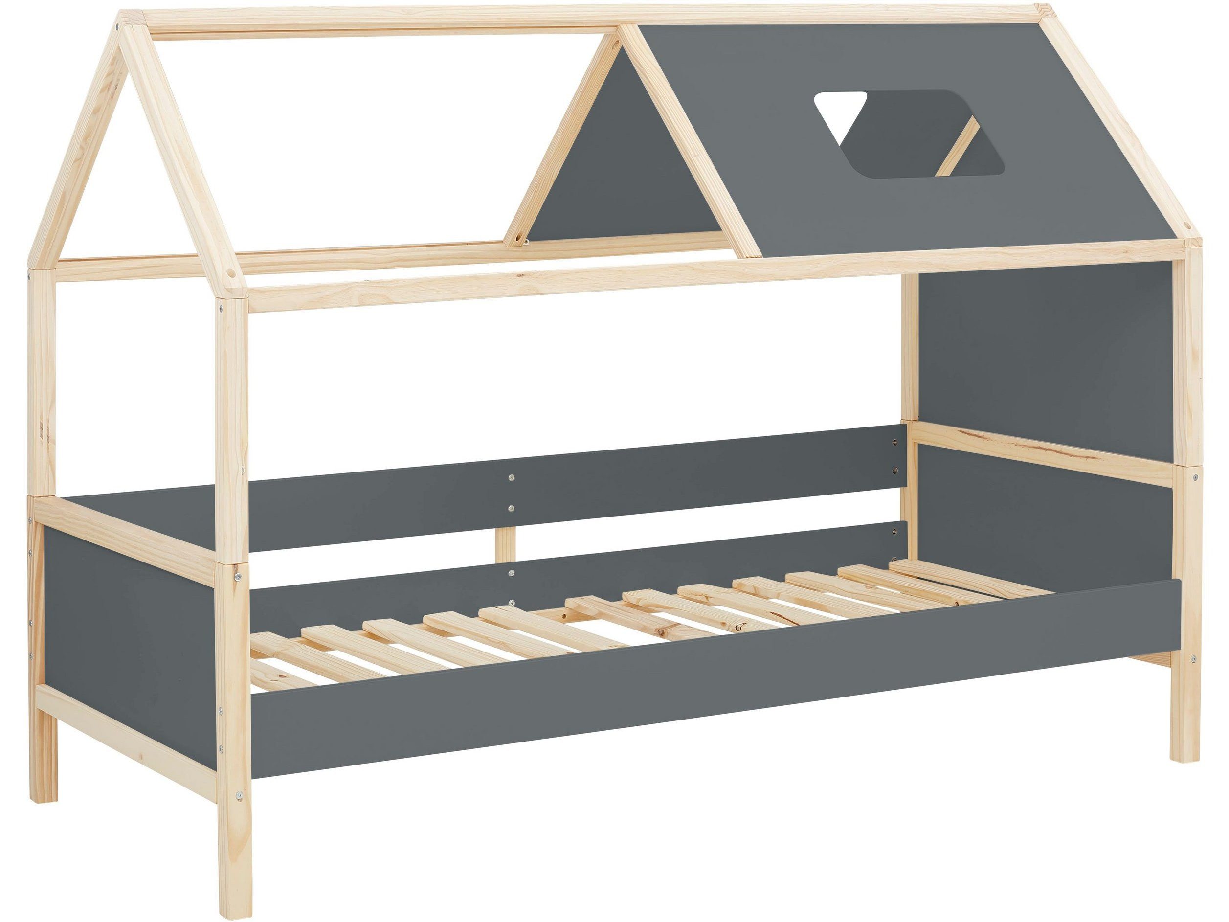 loft24 Hausbett Bob, Kinderbett, Bettgestell mit Dach, Kiefer, MDF, 90x200 cm