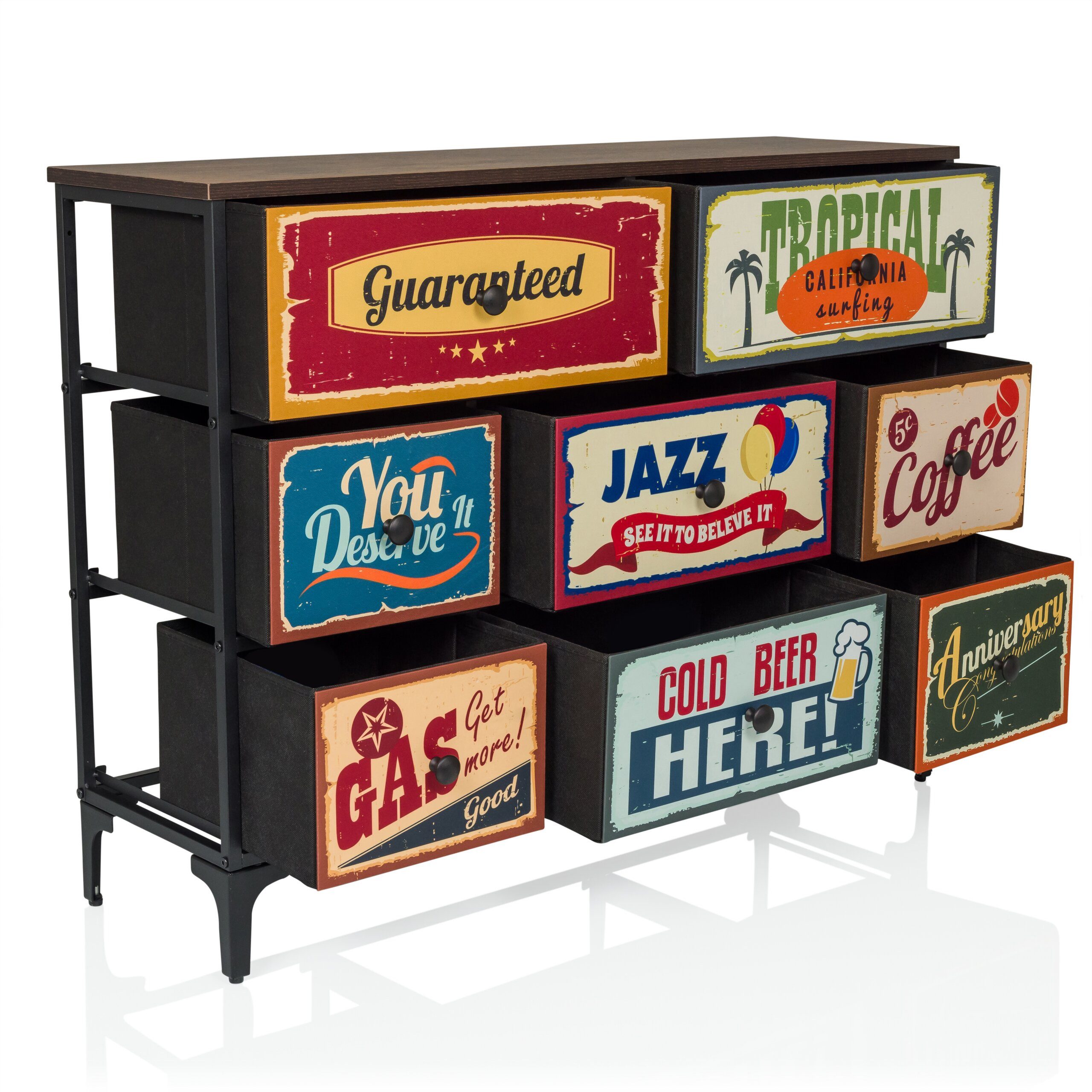 hjh LIVING Kommode AMERIKO B Sideboard H/B/T: 77.5 x 102.5 x 30.0 cm, Schubladenkommode im Vintage-Look mit 8 Schubladen, Retro Sideboard