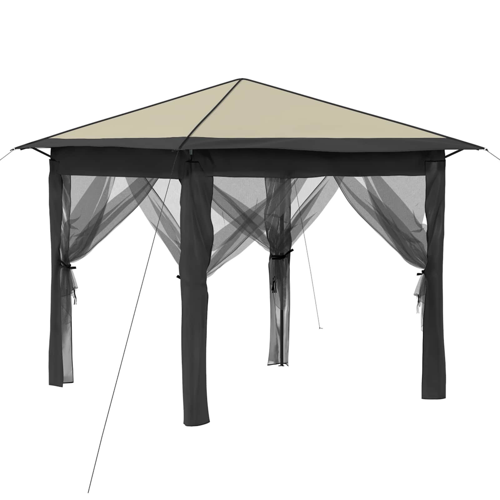 vidaXL Partyzelt Gazebo mit 4 Seitenwänden 2,6 x 2,6 m Creme und Anthrazit