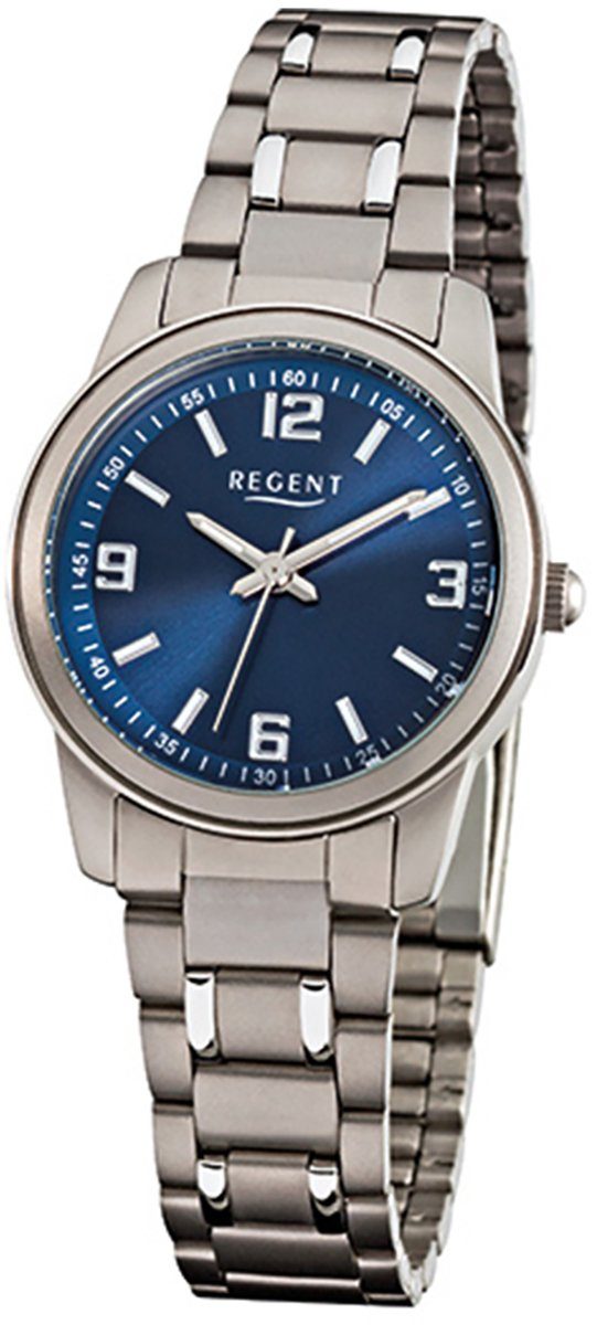 Damen Armbanduhr Regent Analog, 27mm), grau (ca. Quarzuhr Damen-Armbanduhr silber Titanarmband rund, klein Regent