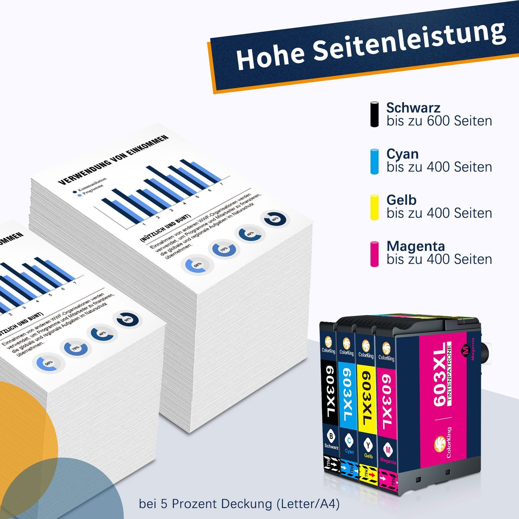 ColorKing Tinte Multipack 603XL 603 XL Tintenpatrone (12-tlg., Expression Home XP-3100 3105 2100 4155 Workforce 2830 2810 2835)