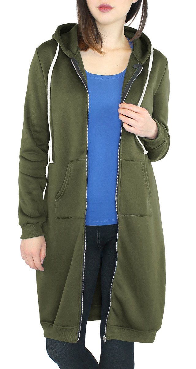 dy_mode Kapuzensweatjacke Damen Hoodie Lang Sweatjacke mit Kapuze Übergangsjacke mit Kapuze