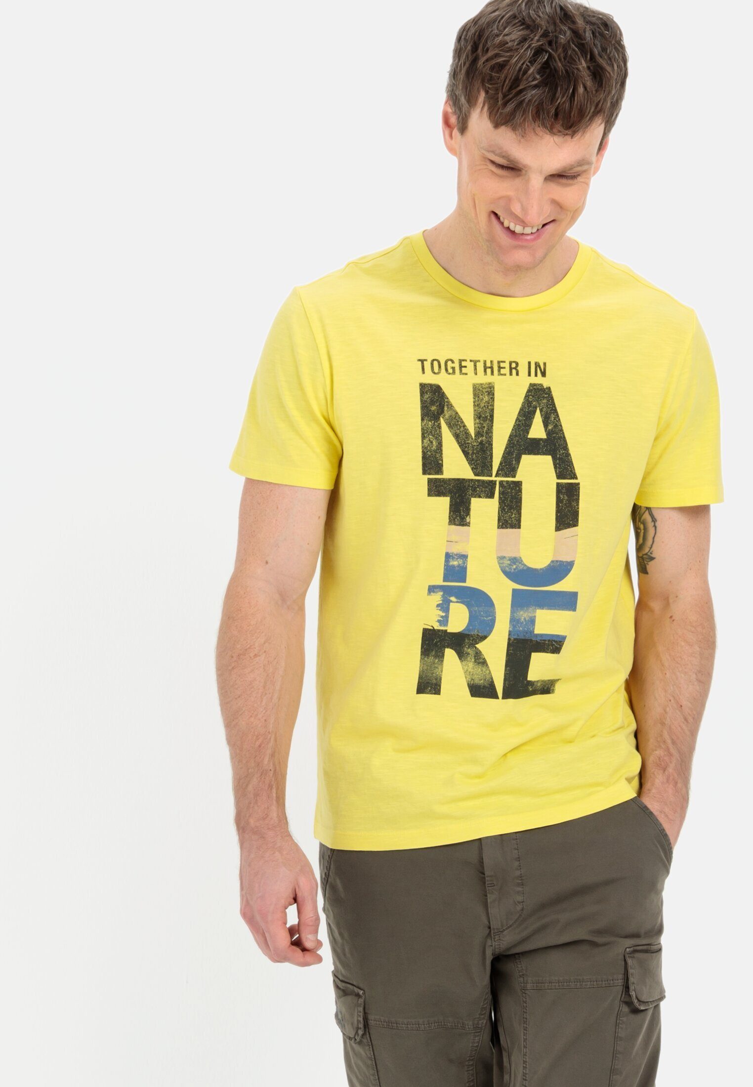 camel active T-Shirt aus nachhaltigem Organic Cotton Kurzarm Rundhals