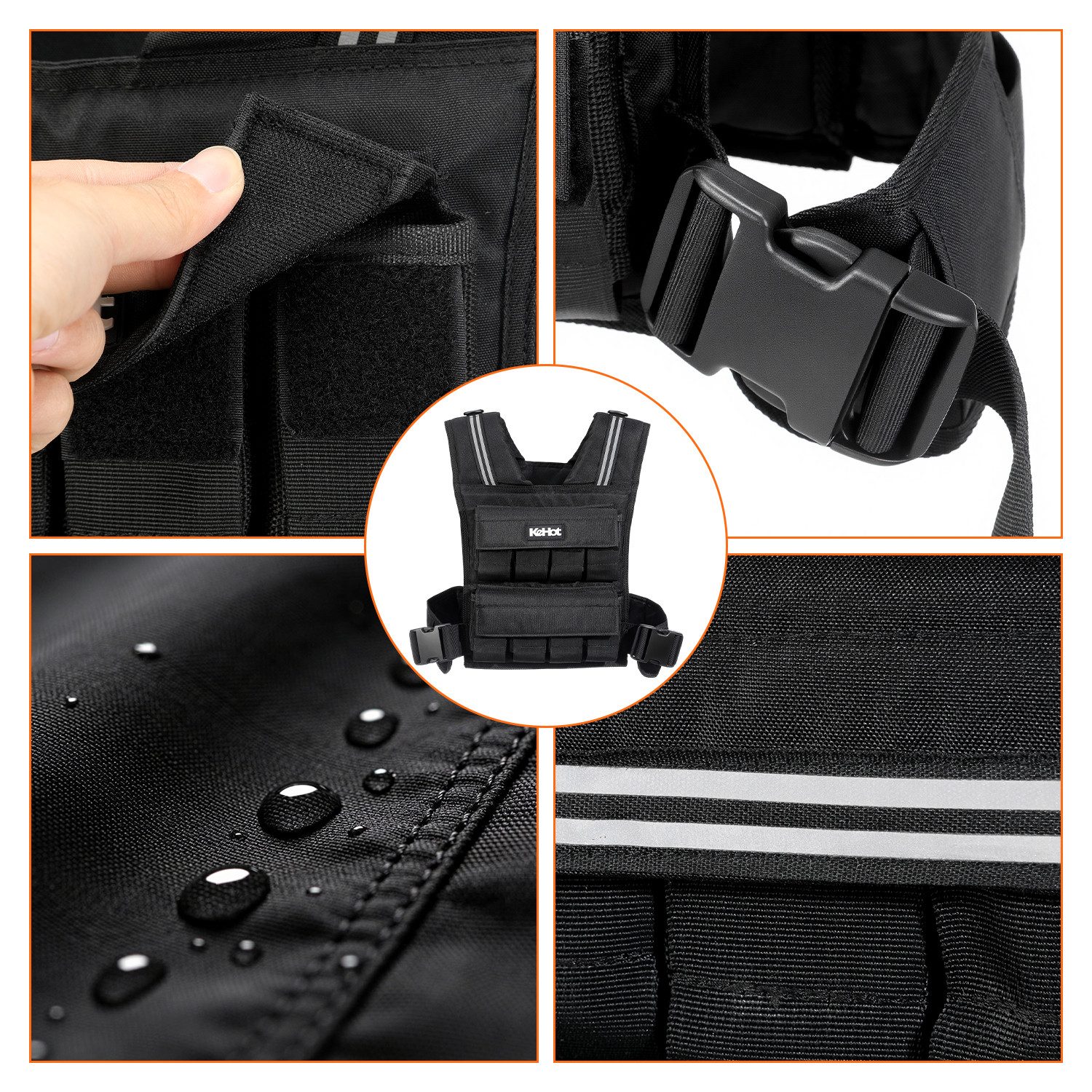 kehot Gewichtsweste Verstellbare Gewichtsweste 1–20 kg Trainingsweste für Kraftübungen, (Modulares Gewichtssystem mit 16 Eisenblöcken à 1,25 kg,Herausnehmbare, Kompakte Größe 42×28 cm, Verstellbarer Gurt bis 153 cm, Waschbare), Robustes 600D-Nylon für Sport, Fitness, Alltagstraining, Yoga-Training
