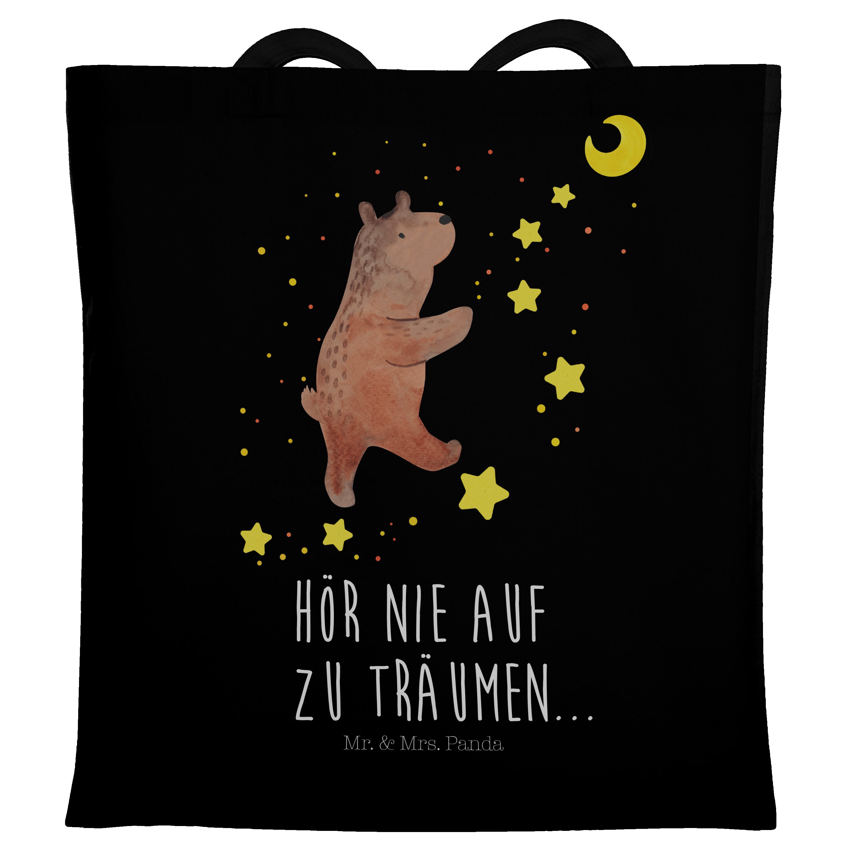 Bär Traum, Schwarz - - Geschenk, Mr. Mrs. & Tragetasche Träume (1-tlg) Teddybär, Beuteltasche, Panda Eink