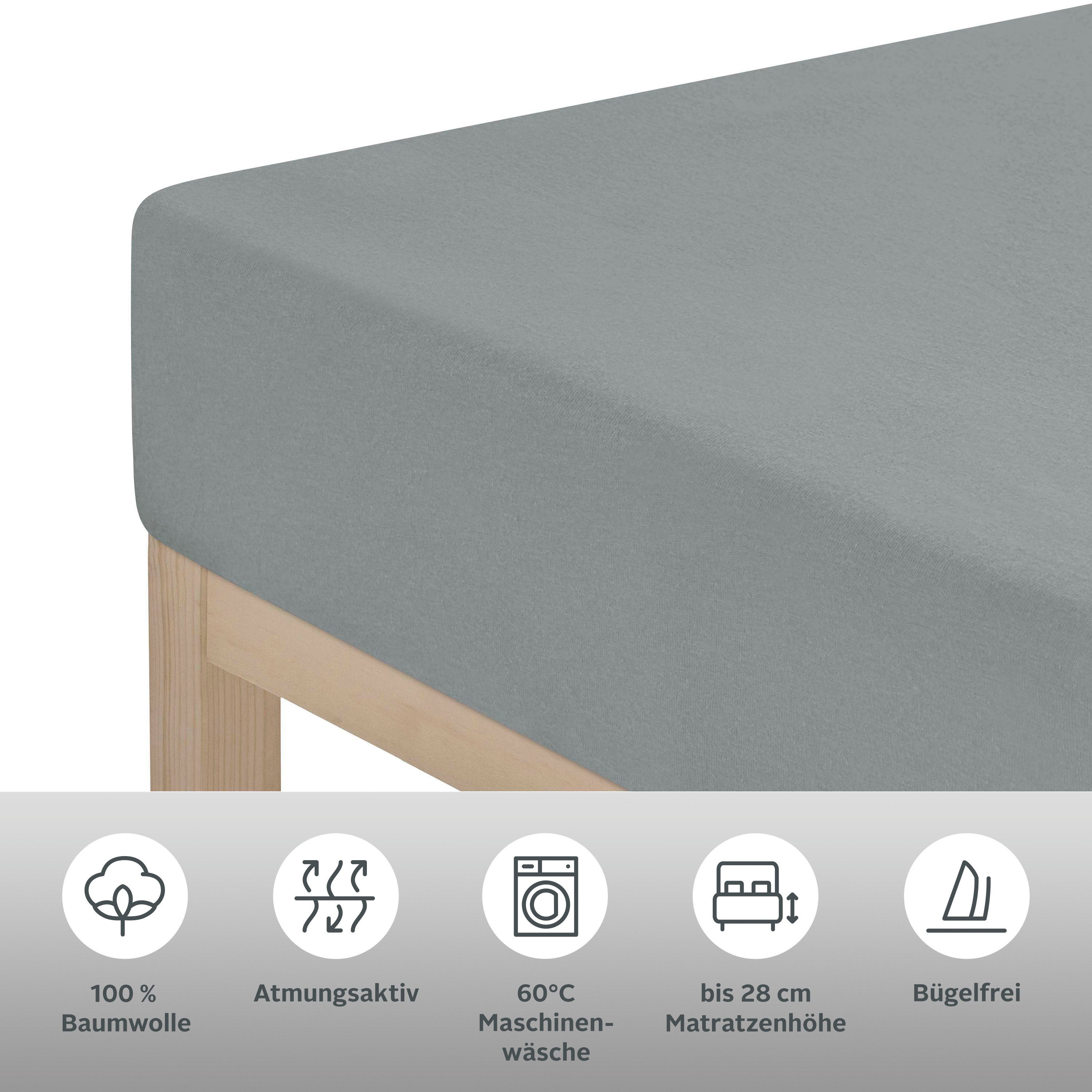 OTTO home Spannbettlaken BLACKBERRY in PREMIUM und BASIC Qualität, 100% Baumwolle, Jersey (110 g/m), Gummizug: rundum, (2 Stück), für hohe Matratzen bis 28 cm,  – Bild 4 von 5