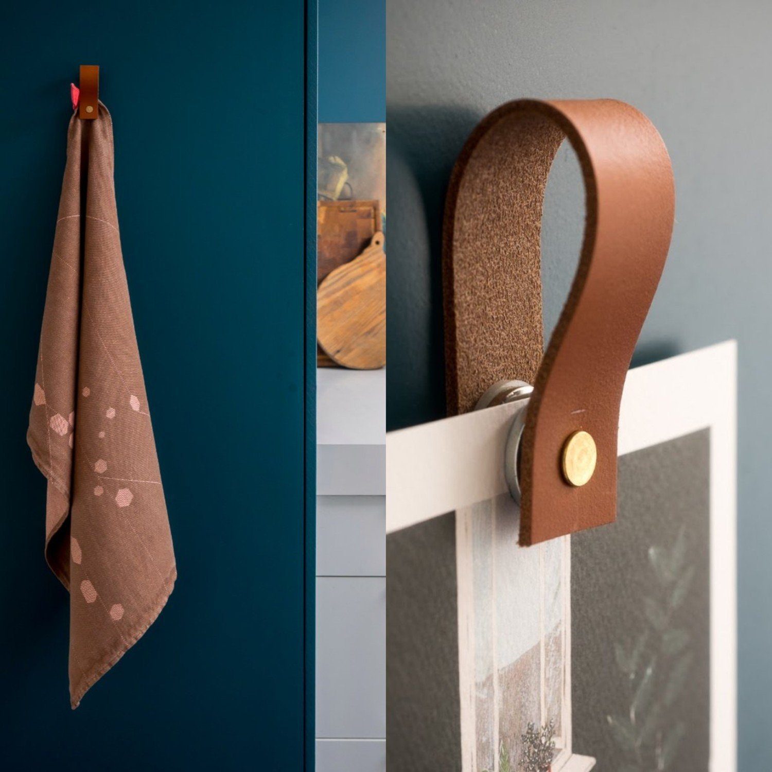 Handles and more Handtuchring Magnetschleife Handtuchhalter Leder taupe