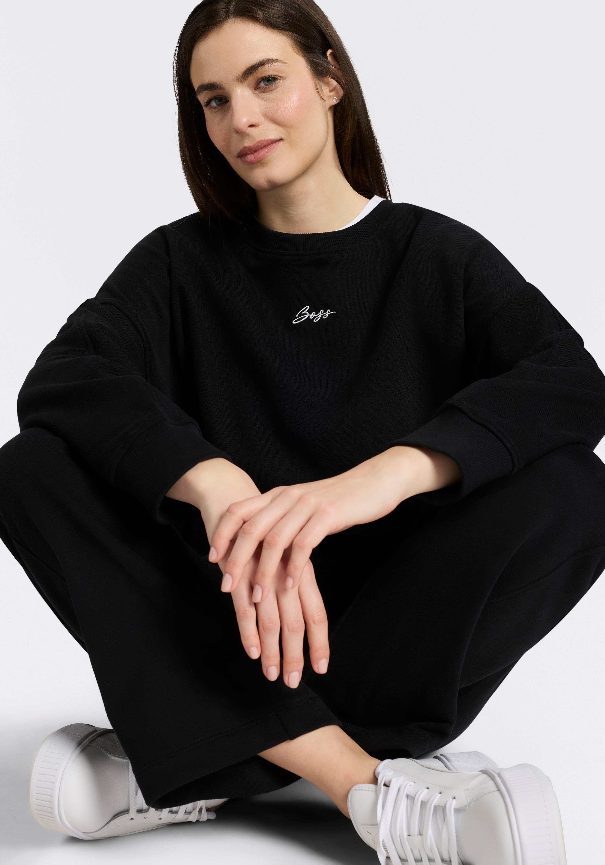 BOSS ORANGE Sweater Ever Premium Damenmode mit Logostickerei, aus Baumwolle