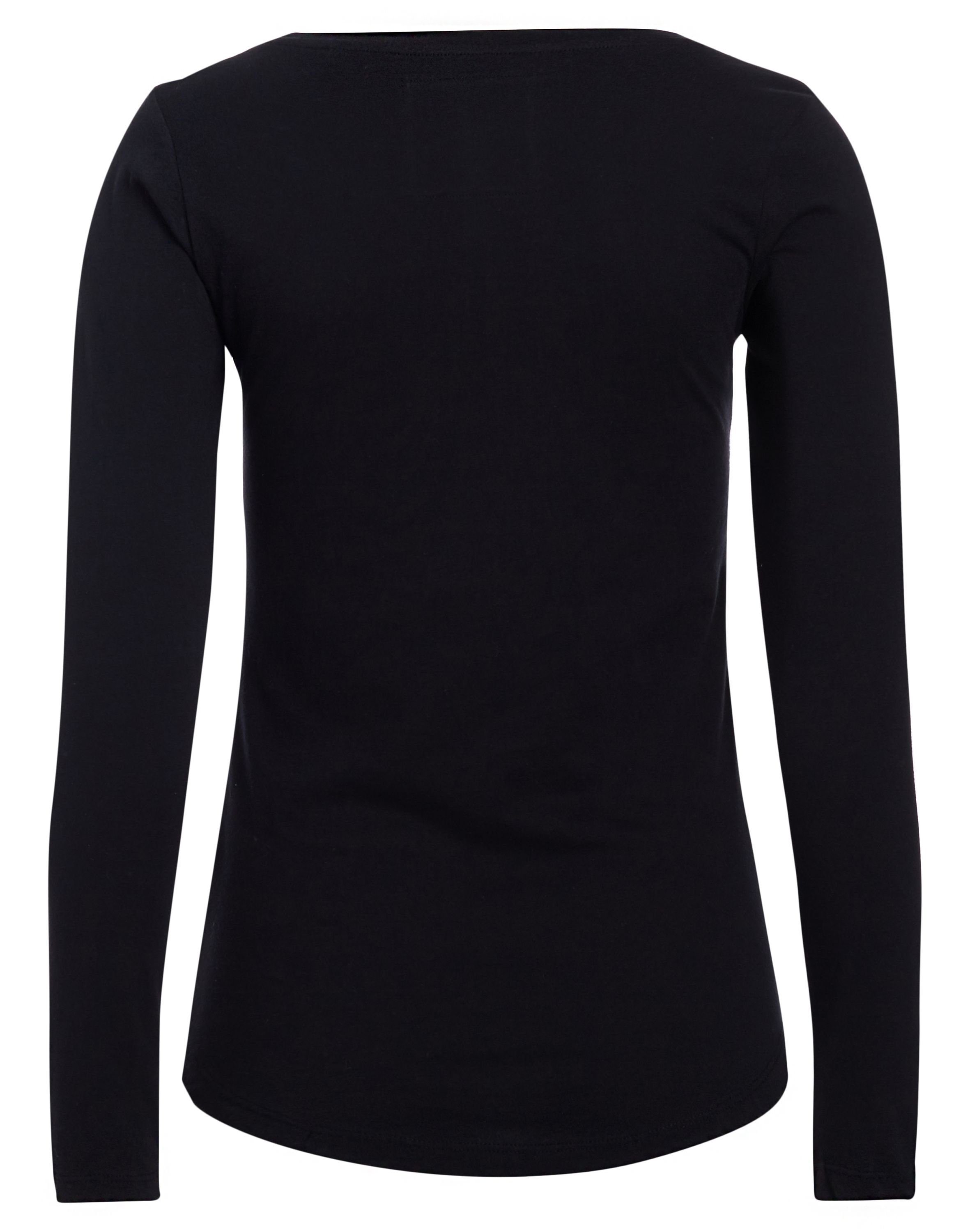 DAILY´S Langarmshirt ANN: Damen Longsleeve aus Schwarz Biobaumwolle