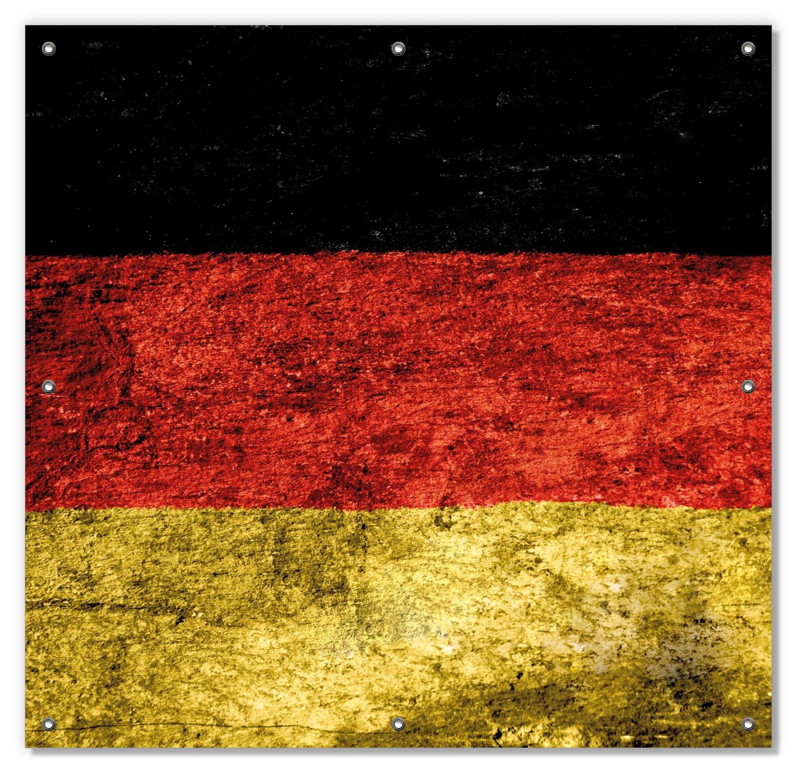 Sonnenschutz Verwitterte Deutschland-Fahne in schwarz rot gold, Wallario, blickdicht, mit Saugnäpfen, wiederablösbar und wiederverwendbar