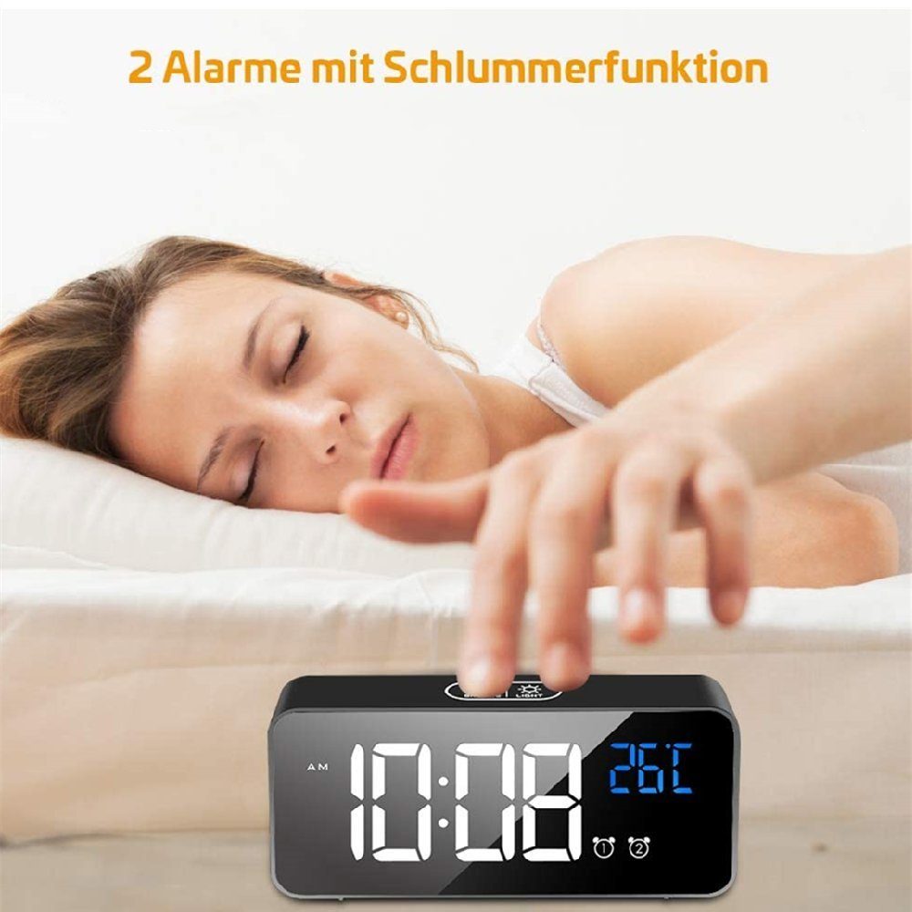 Herren Uhren Housruse Digitaluhr Digitaler Wecker LED Große Uhr Temperaturanzeige Dual Alarm Snooze Tragbarer Spiegelwecker 4 St