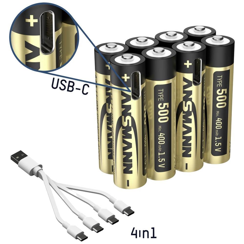 ANSMANN AG Premium Li-Ion Akkus 1.5V Micro AAA Typ 500 min. 400 mAh 8er 1311-0031 Akku