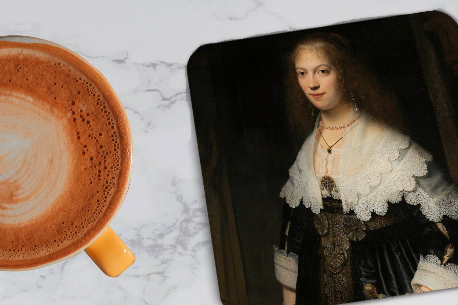 Gemälde von 6-tlg., Korkuntersetzer, Tasse MuchoWow - Porträt Tischuntersetzer, Frau, Trip möglicherweise Zubehör Rembrandt, Gläser, Glasuntersetzer für Untersetzer, Glasuntersetzer, einer Maria