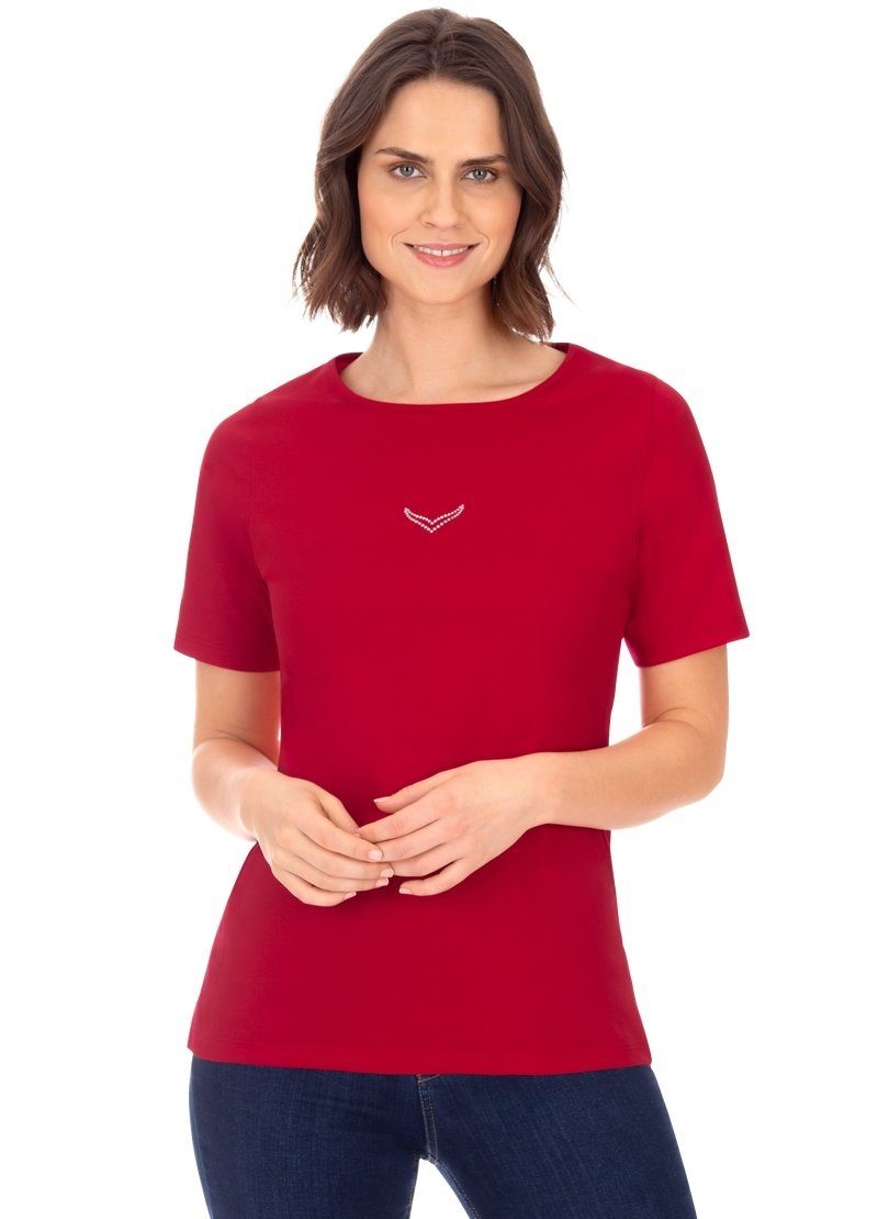 Trigema T-Shirt TRIGEMA T-Shirt DELUXE Baumwolle mit Kristallsteinen (1-tlg)