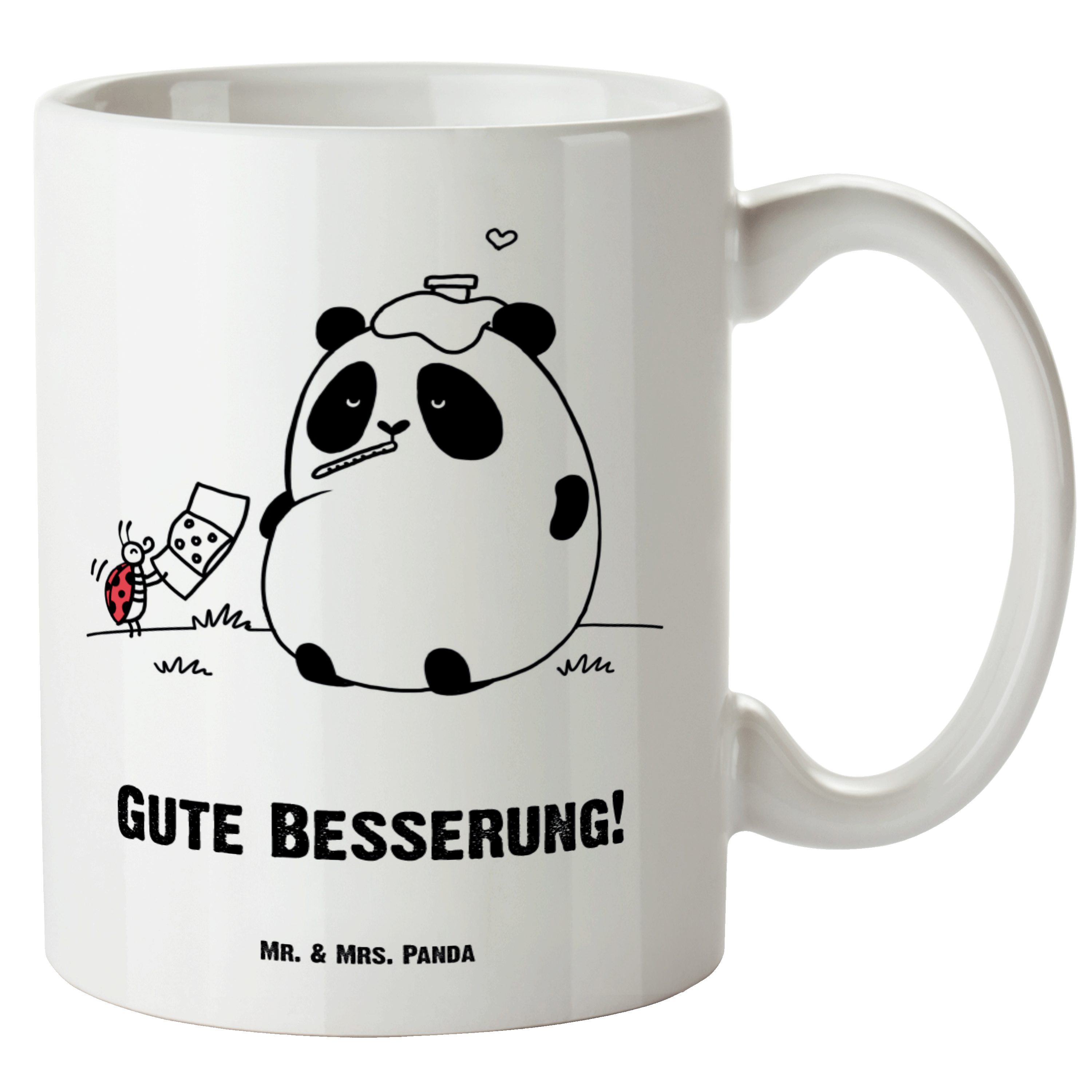 Mr. & Mrs. Panda Tasse Easy & Peasy Gute Besserung - Weiß - Geschenk, XL Becher, Große Tasse, XL Tasse Keramik