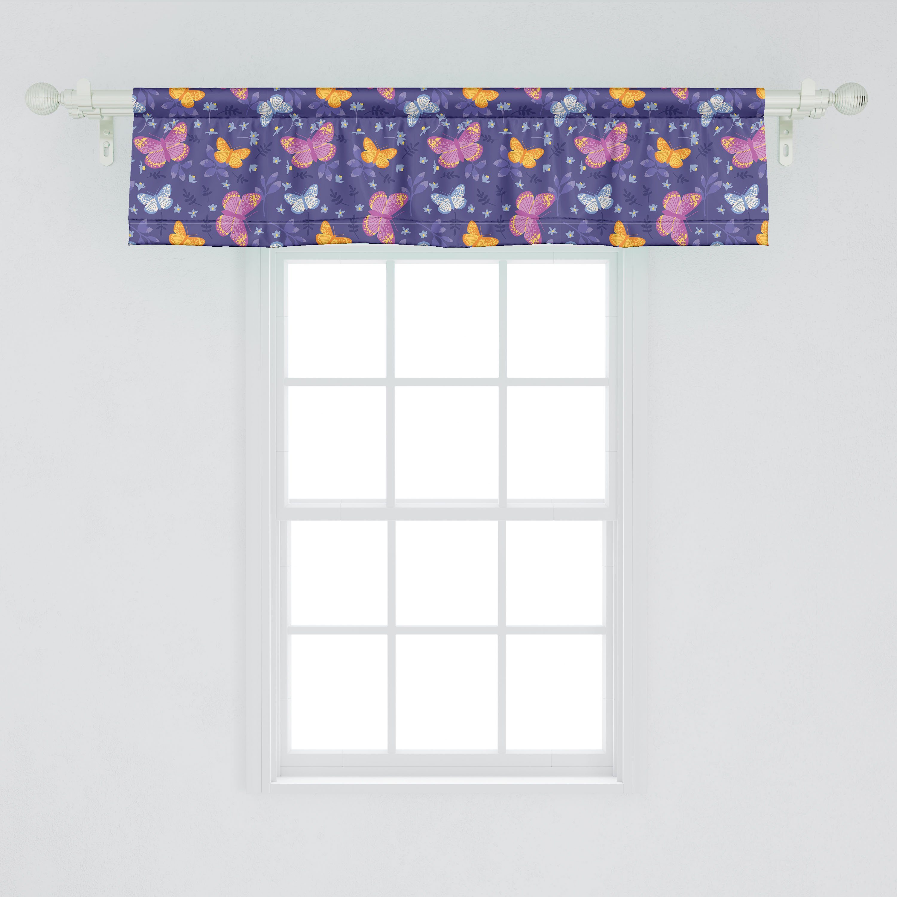 Scheibengardine Vorhang Volant für fliegen Motte Stangentasche, Schlafzimmer in mit Feld Microfaser, Abakuhaus, Schmetterlinge Küche Dekor
