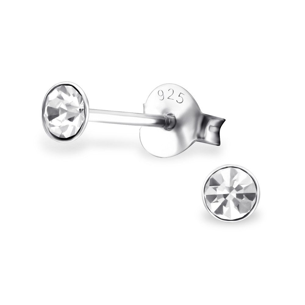 Ohrring-Set Ohrstecker Kristall 3mm aus 925 Silber Damen