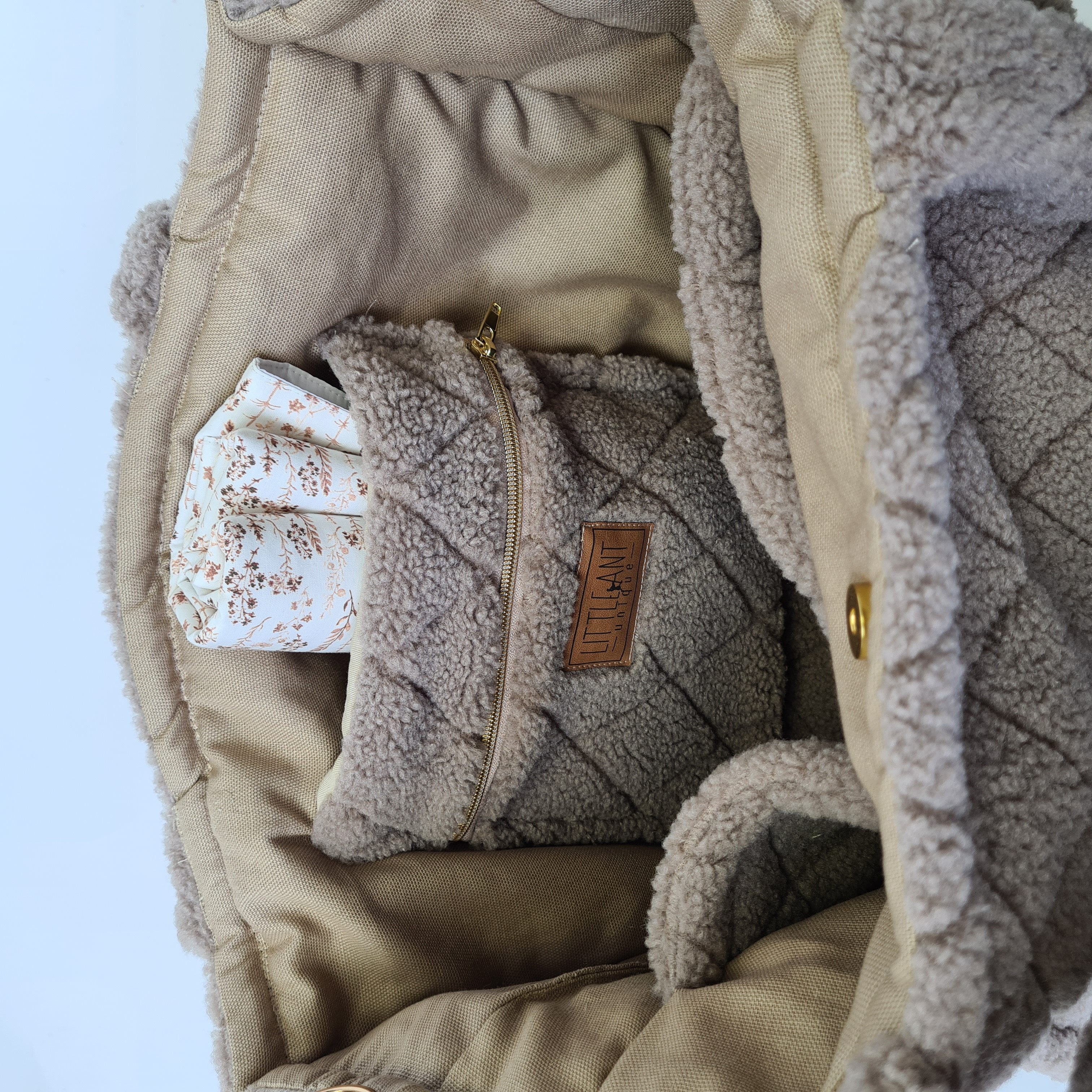 LittleANTunique Kinderwagen-Tasche Wickeltasche I Shopper I Teddy beige I Mommy Bag