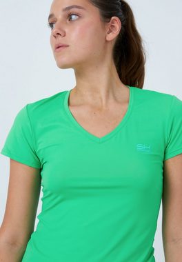 SPORTKIND Funktionsshirt Tennis T-Shirt V-Ausschnitt Damen & Mädchen grün
