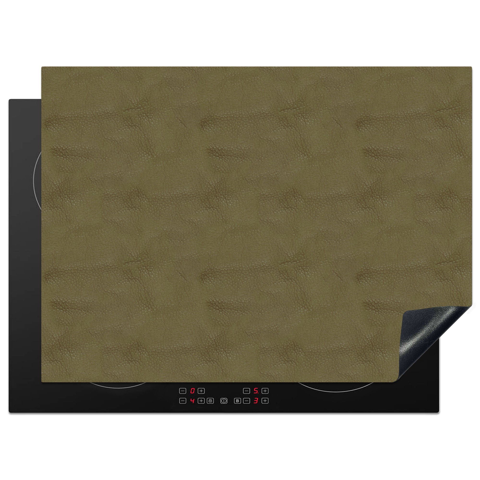Induktionsschutz - 70x52 (1 Vinyl, - Mobile Leder nutzbar, cm, tlg), Arbeitsfläche - MuchoWow Ceranfeldabdeckung Textur Herdblende-/Abdeckplatte Tierhaut,