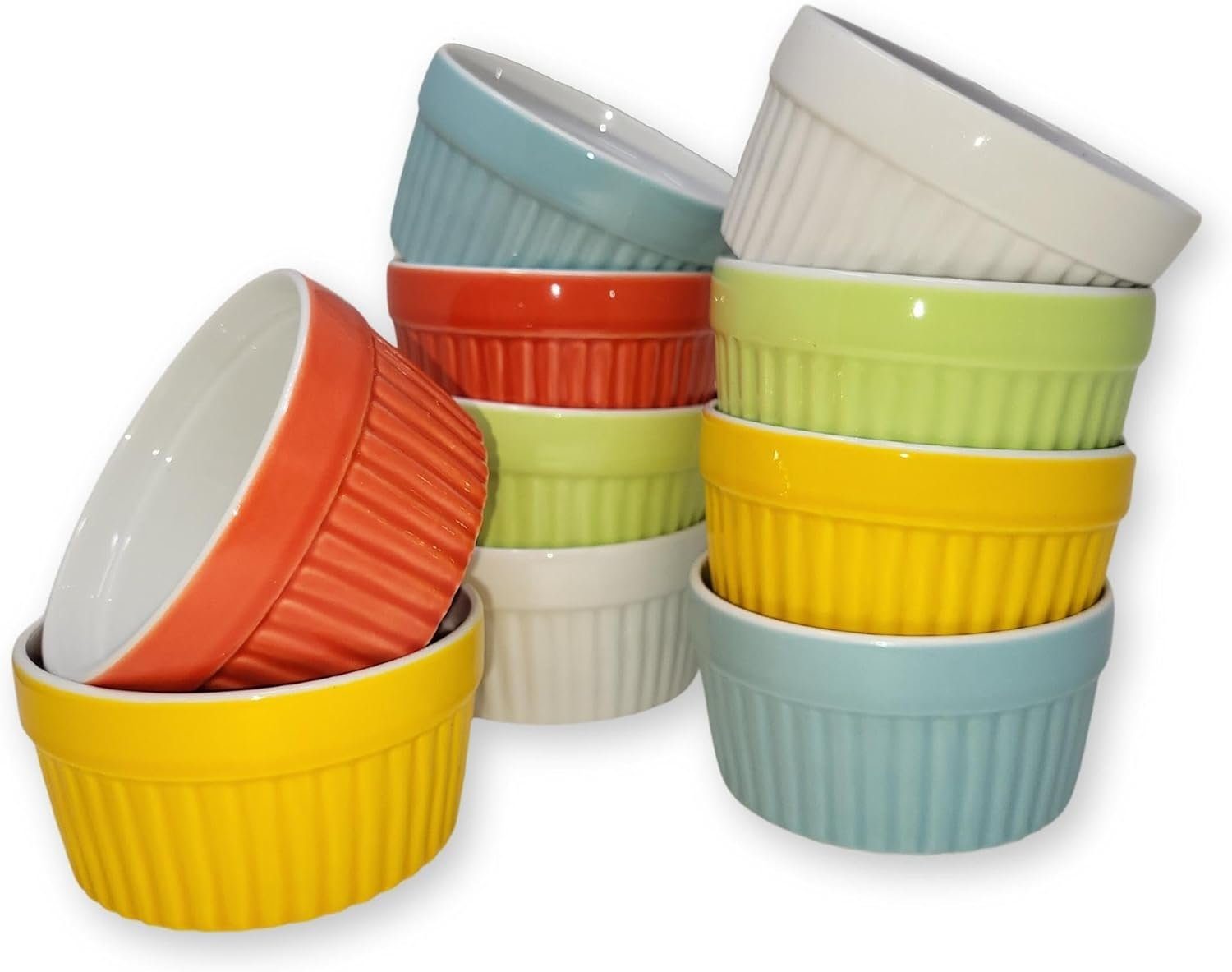 Auflaufform 10er Set Creme Brulee Schälchen Bunt Ø9cm Keramik Ofenschalen 185ml