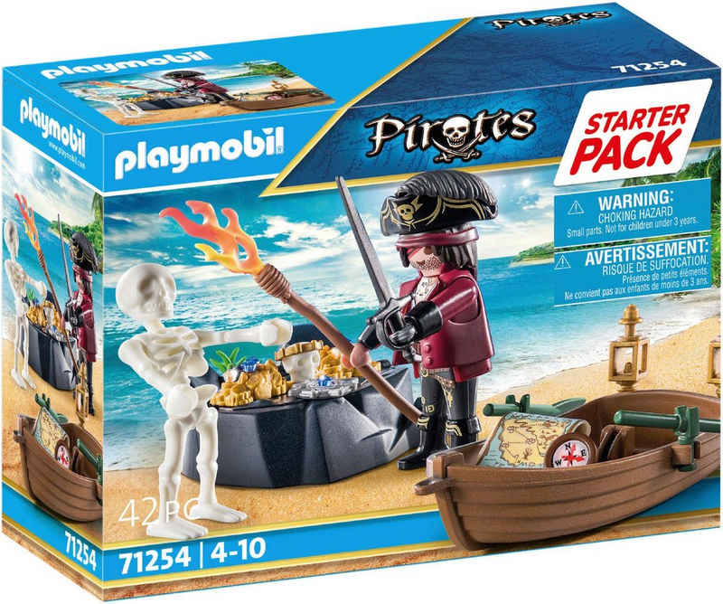 Playmobil® Konstruktions-Spielset Starter Pack, Pirat mit Ruderboot (71254), Pirates, (42 St), Made in Europe