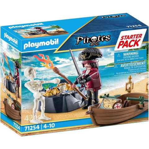Playmobil® Konstruktions-Spielset Starter Pack, Pirat mit Ruderboot (71254), Pirates, (42 St), Made in Europe