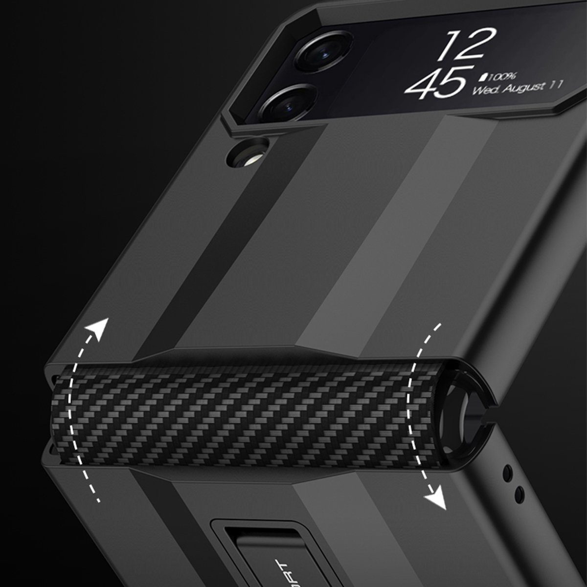 Wigento Handyhülle Für Samsung Galaxy Z Flip4 5G Kunststoff Cover Handy Hülle Schwarz