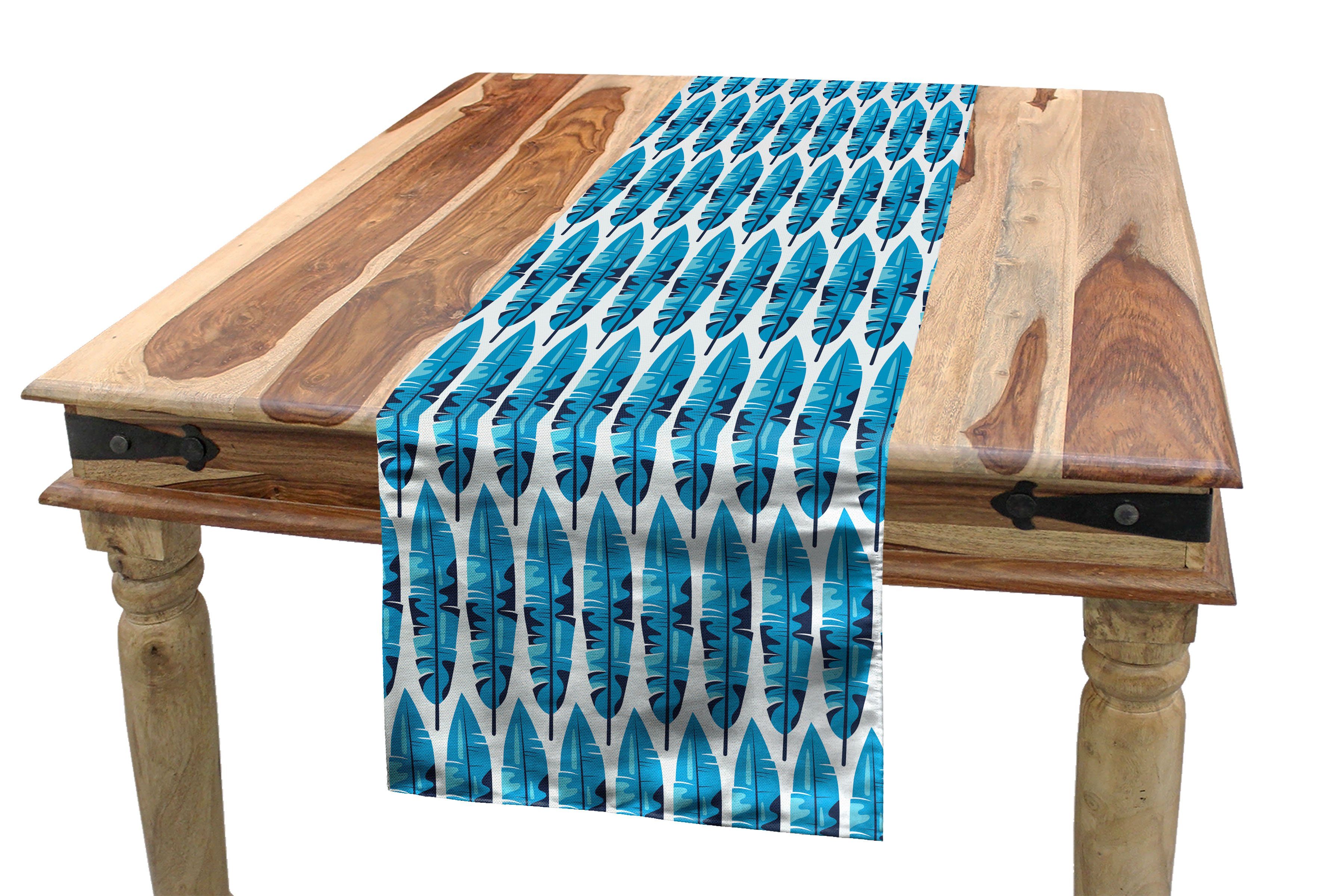 Abakuhaus Küche exotische Tischläufer, Dekorativer Blatt Blaue Baum-Blätter Rechteckiger Motive Esszimmer Tischläufer