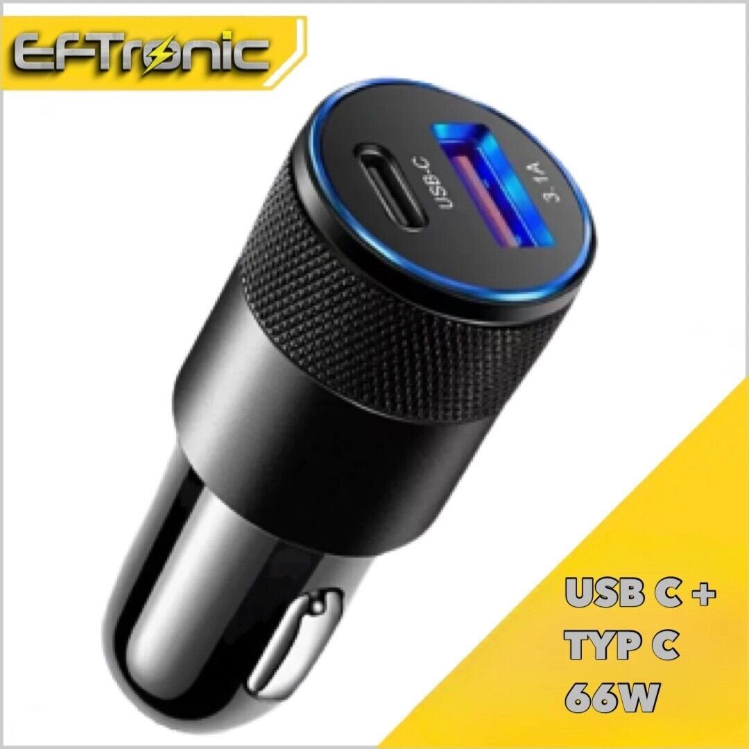 Bluetooth FM-Transmitter, USB / USB-C Zigarettenanzünder-Ladegerät, Modell  C2 - Schwarz - German