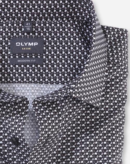 OLYMP Businesshemd Luxor fit Minimalmuster schwarz modern