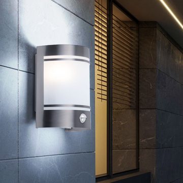 smartwares Außen-Wandleuchte, Leuchtmittel nicht inklusive, Außenleuchte Wand Edelstahl Wandleuchte mit Bewegungsmelder silber