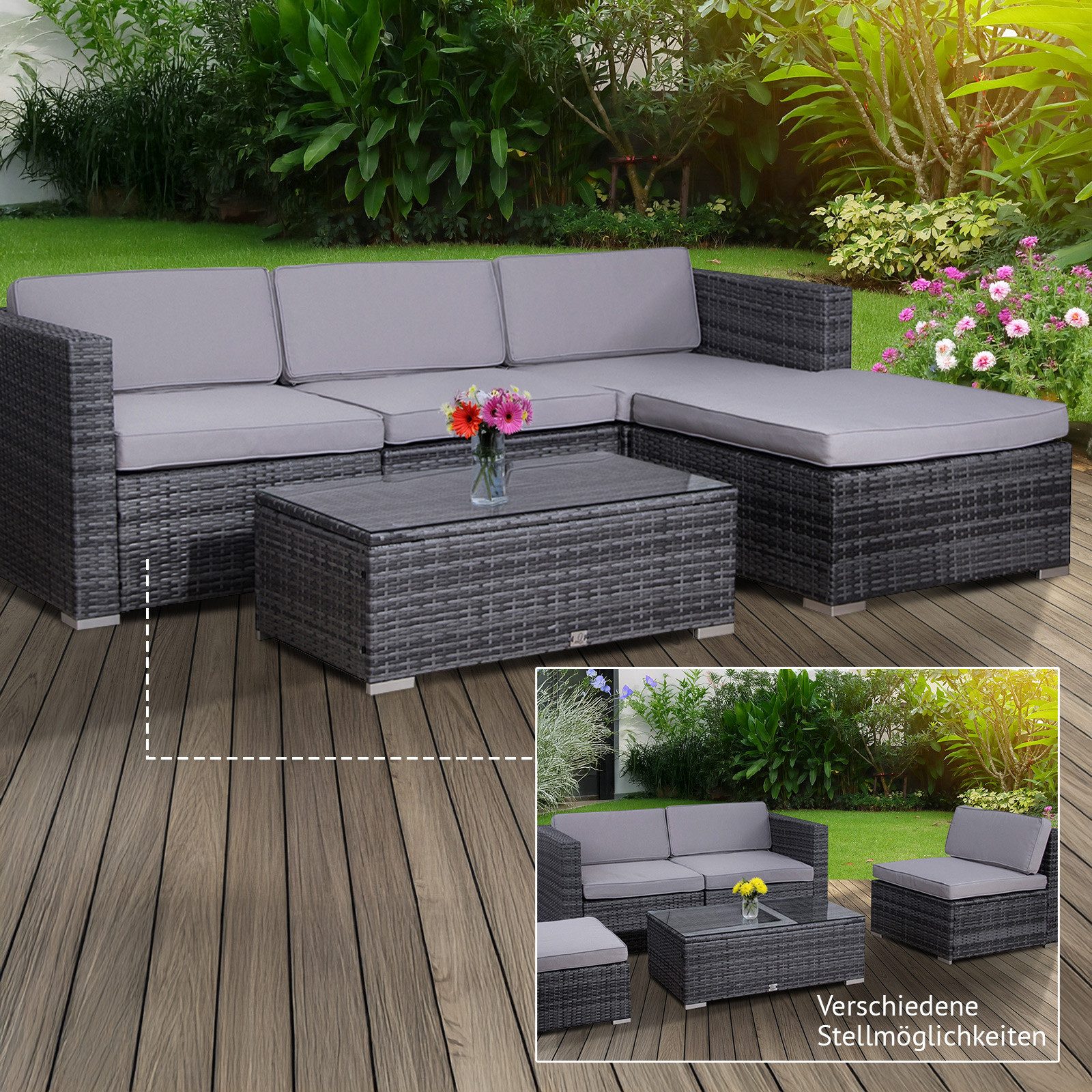 SVITA Gartenlounge-Set CALIFORNIA + Abdeckhaube, Gartenlounge, günstig online kaufen