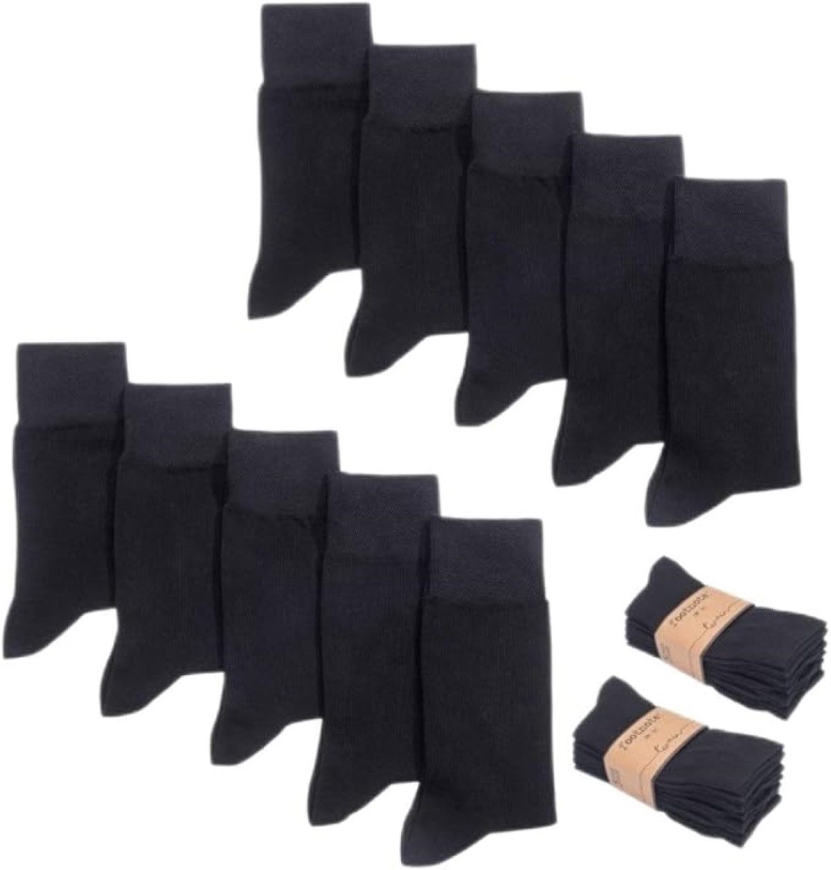 FOOTNOTE Komfortsocken Twain/39-42/schwarz (10-Paar) Baumwollsocken, atmungsaktiv, Premium Qualität