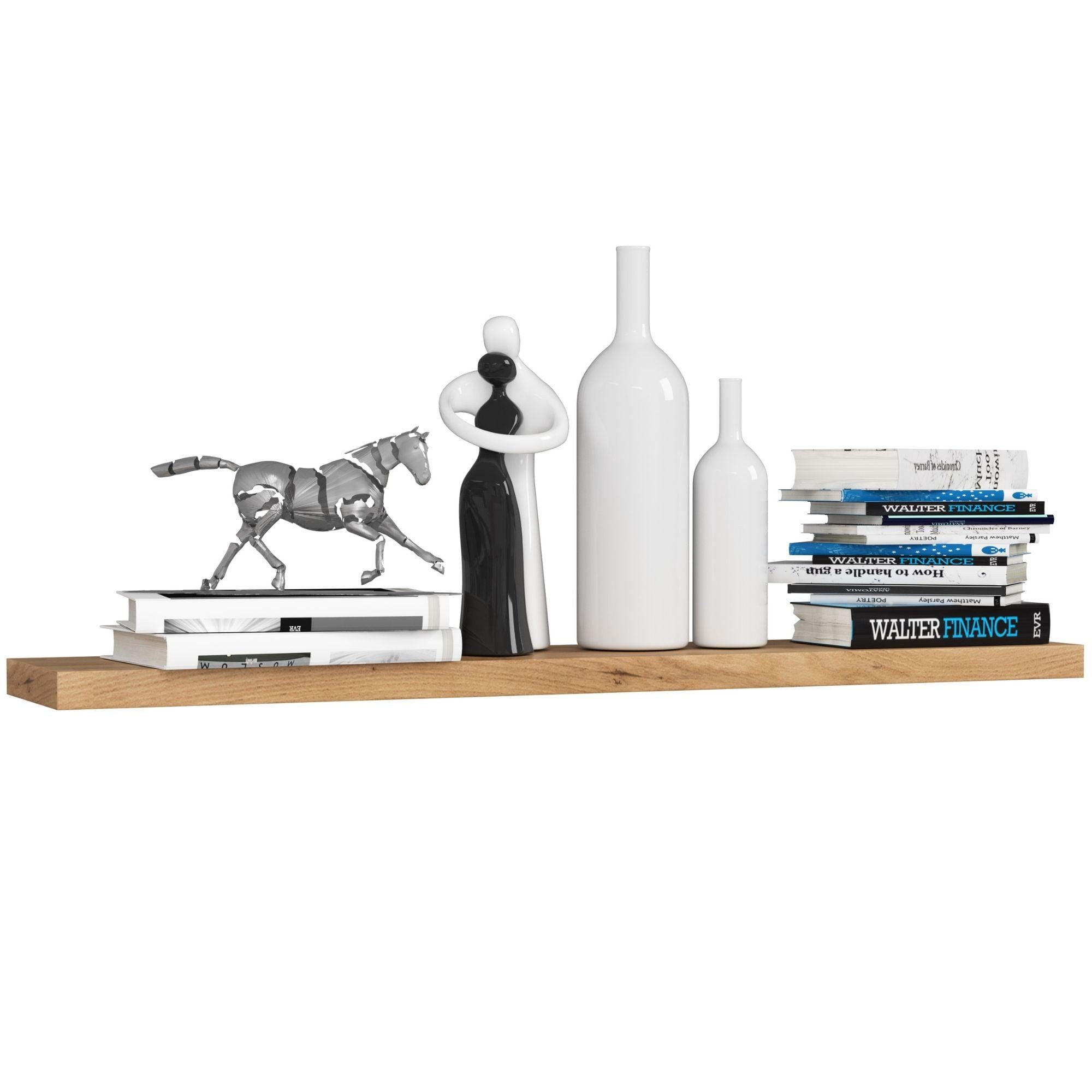 Raumhirsch Furniture Hängeregal Modernes Hängeregal aus Massivholz - Platzsparend - Deko Regal, Elegantes Wandregal aus Massivholz - Ideal für Bücher und Deko