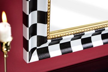 riess-ambiente Wandspiegel CHESS 80cm schwarz / weiß / gold · hoch & quer (Einzelartikel, 1-St), Flur · eckig · mit Rahmen im Schachbrett-Design · Handmade · Retro