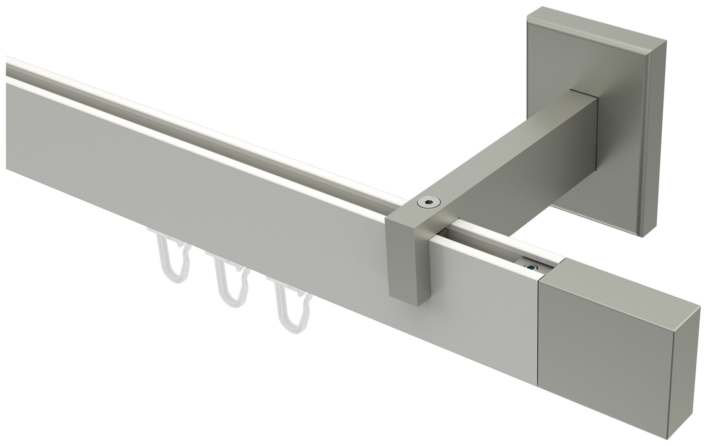 INTERDECO Innenlaufschiene Smartline Lox, 1-läufig, Fixmaß, kürzbar, Wandmontage, Aluminium, Weiß / Edelstahl-Optik / Bicolor, 14x35