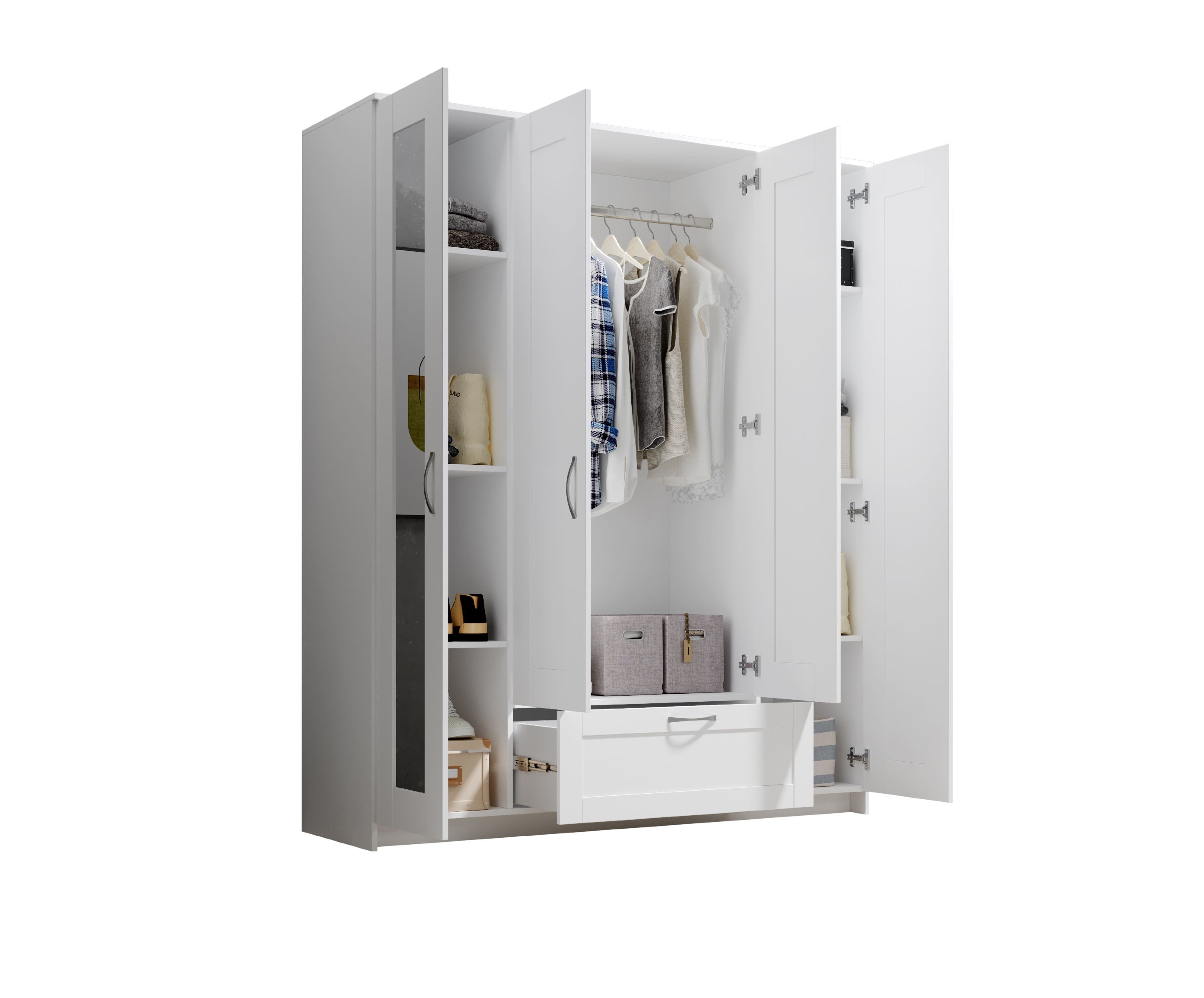 HARPER Kleiderschrank Kleiderschrank HARPER BODMIN BHT 156x191x50 cm weiß Drehtürenschrank