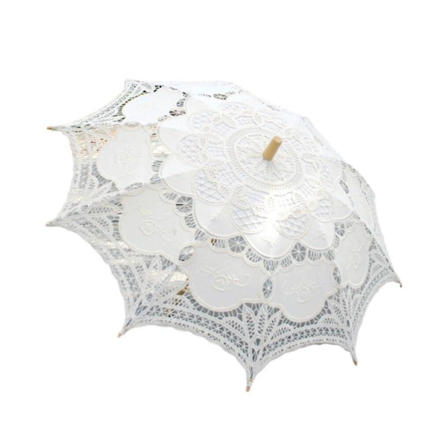 LuxusKollektion Stockregenschirm Sonnenschirm Spitze Vintage 82cm 66cm