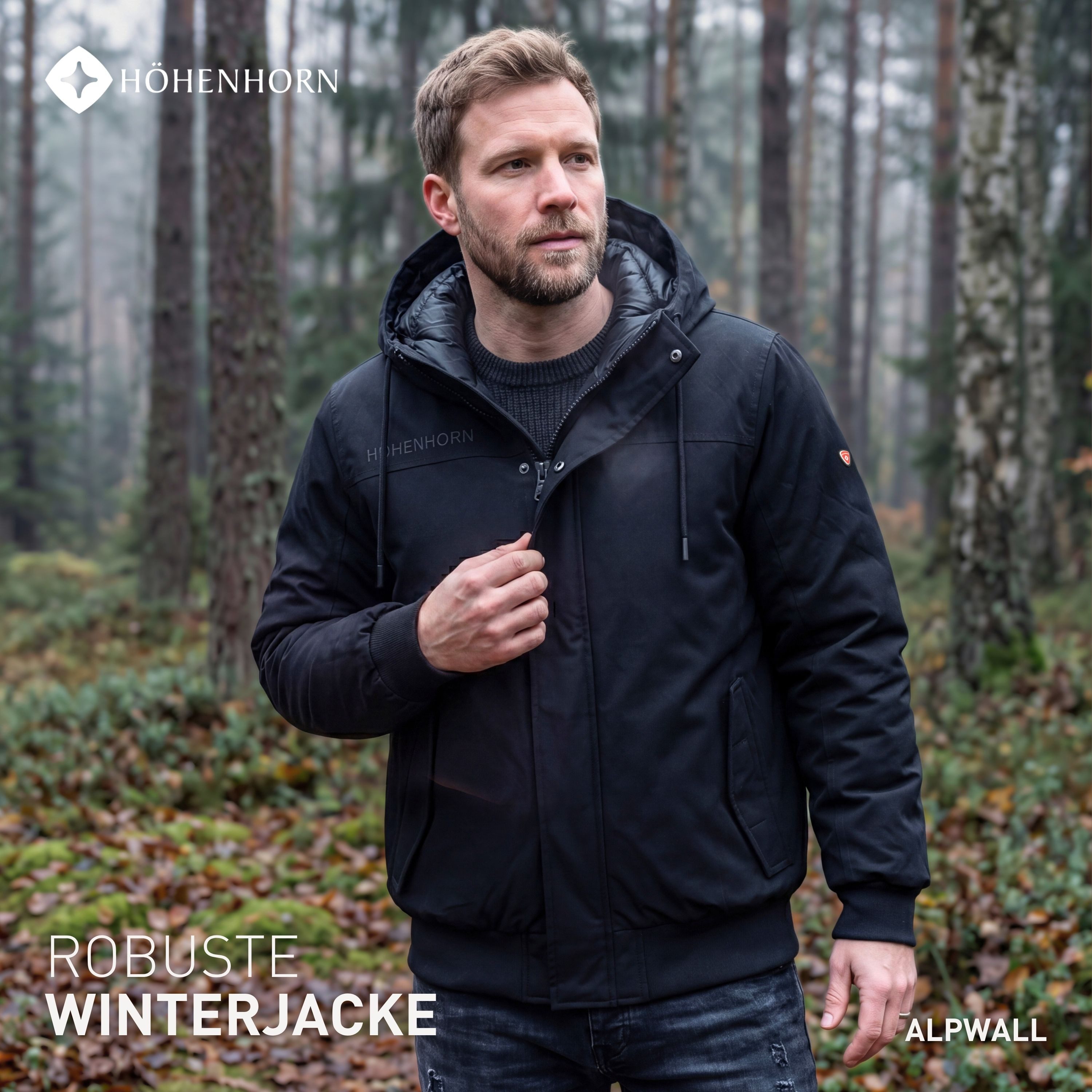 Höhenhorn Winterjacke Alpwall Herren Winter Jacke für Männer Gefüttert Wasserdicht Atmungsaktiv, Thermo-Isoliert, Hochwertige Details