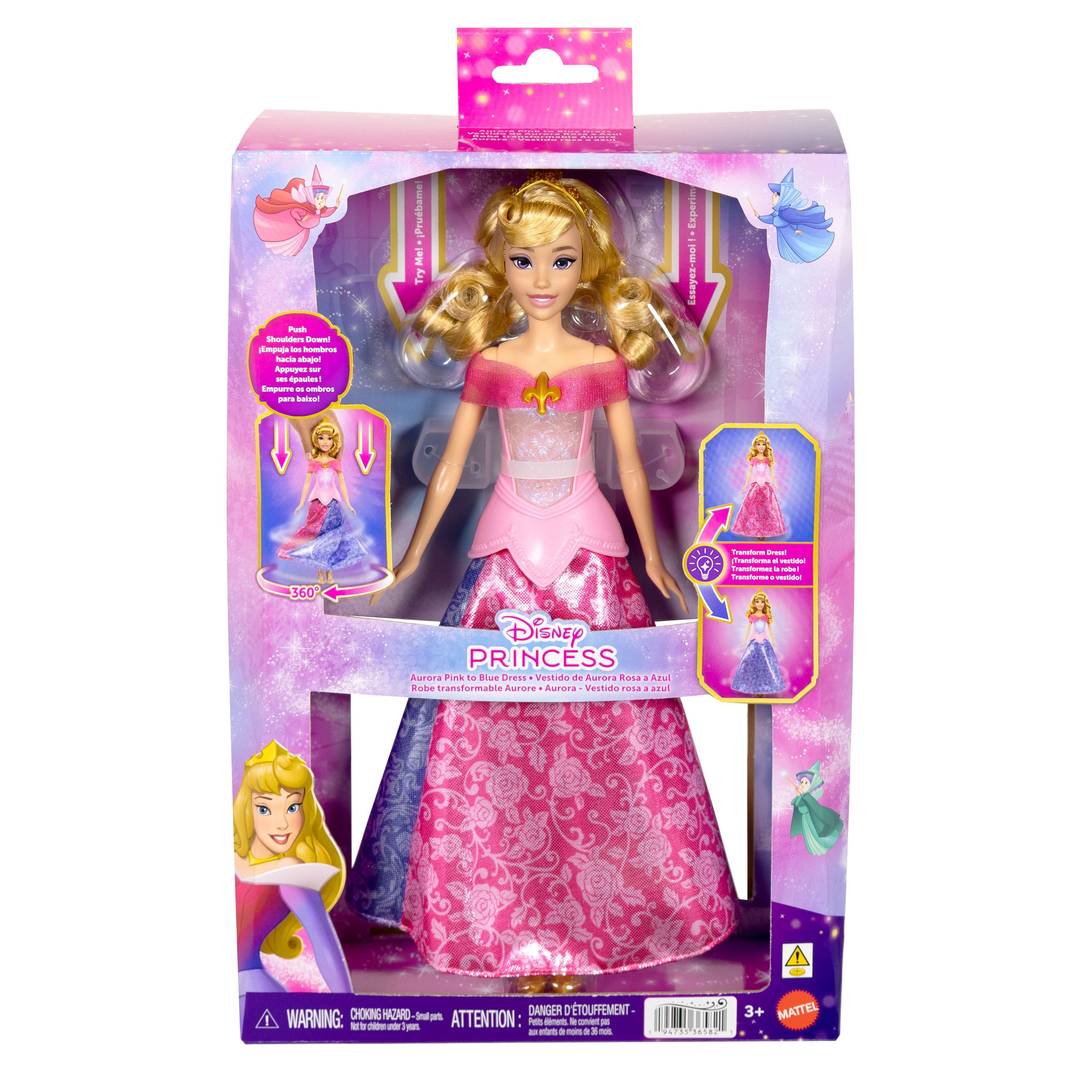 Mattel® Anziehpuppe Disney Prinzessin Aurora Verwandlungs-Puppe, mit Leuchtfunktion