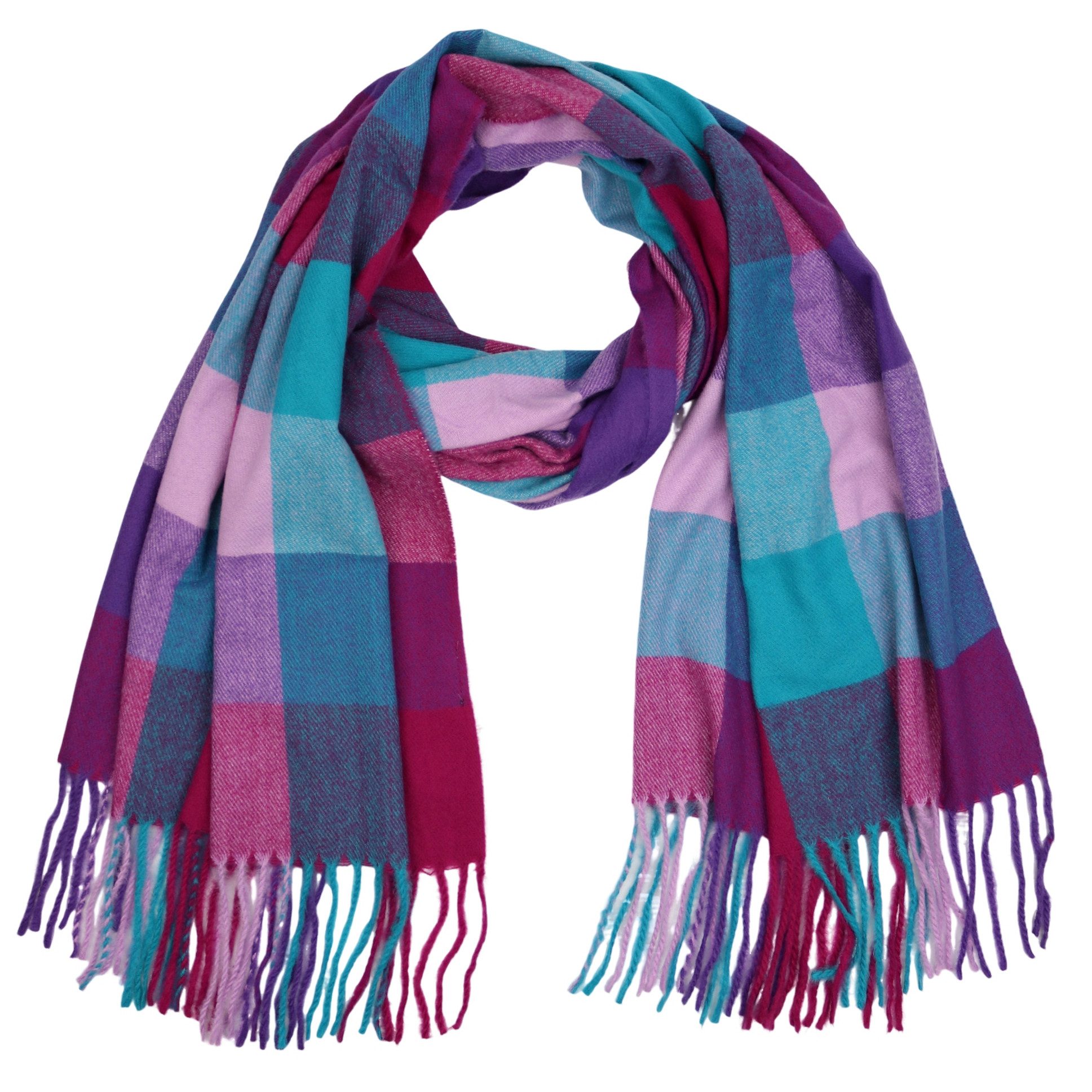 MIRROSI Modeschal weicher und warmer Schal Karo Kariert Muster mit Fransen, 70x180cm, (angesagtes Karomuster, ca. 240 Gramm; Neue Kollektion Herbst/Winter 2025), Damen Halstuch ideal für Herbst und Winter