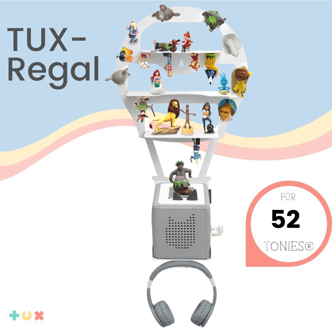 TUX Wandregal TUX-Regal passend für Toniebox für über 52 Tonies  "Luftballon", Komplett-Set, Made in Germany
