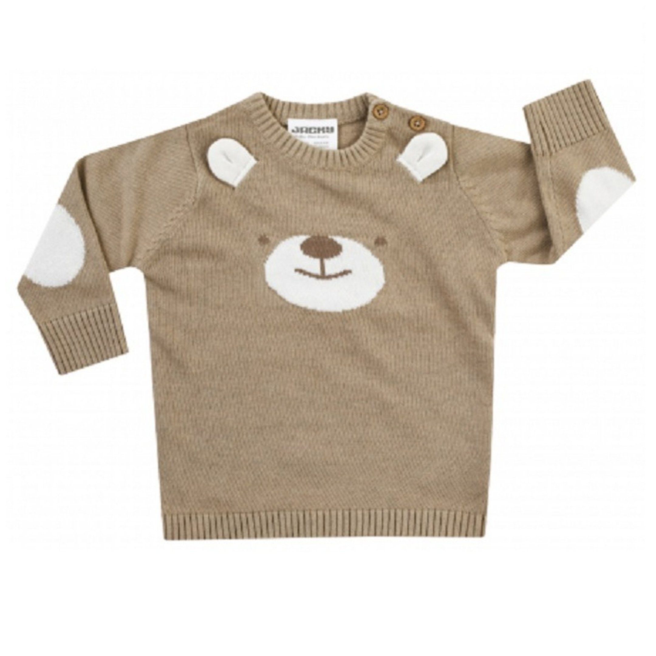 JACKY Strickpullover Baby Kinder Pullover mit Bärenmotiv & Patches (1-tlg) Rundhalsausschnitt, Niedliche Ohren, 99% Baumwolle