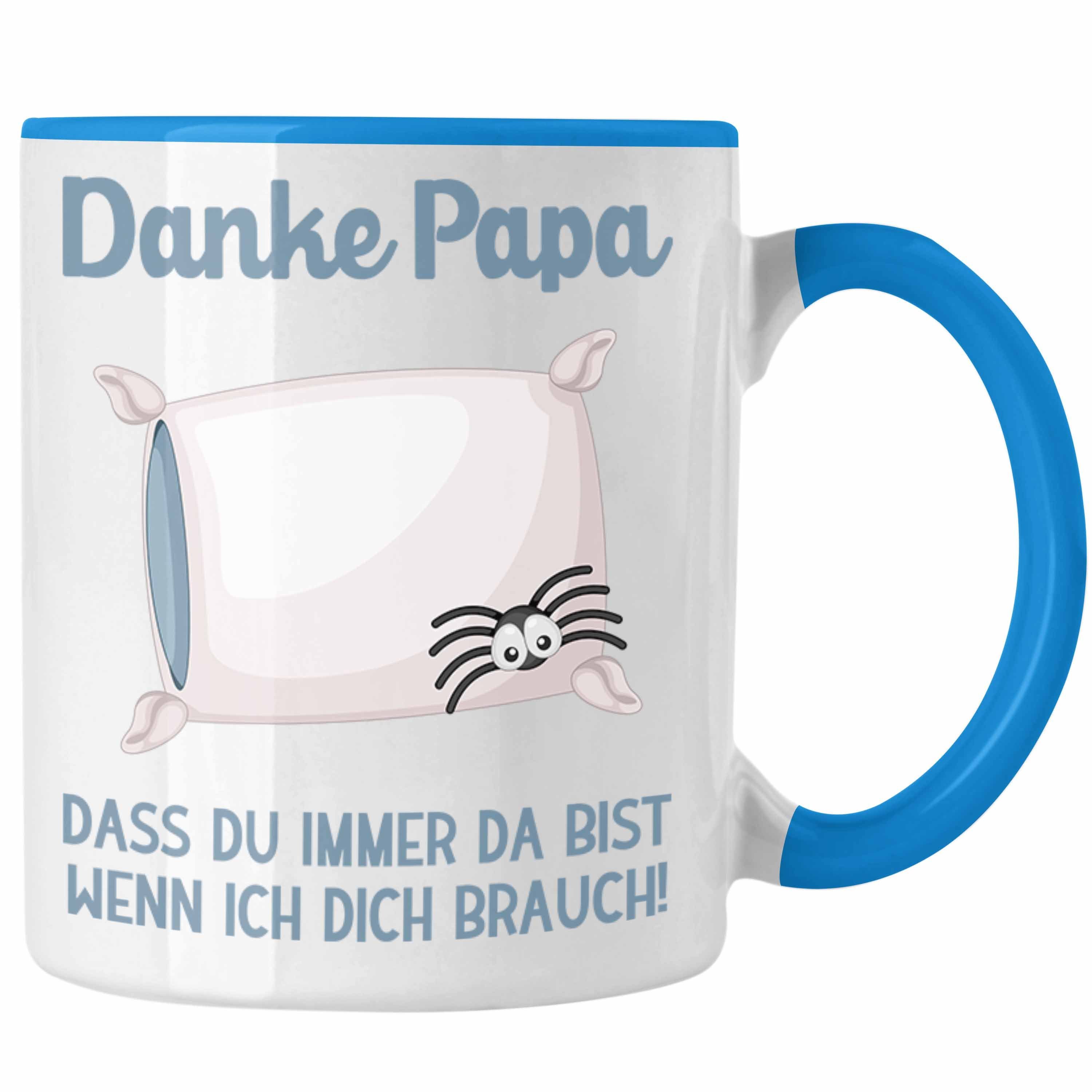 Trendation Tasse Trendation - Geschenk für Papa von Tochter Lustige Tasse Danke Vater Geschenkidee Lustige Kaffeetasse für Bester Papa von Tochter Weihnachten Geburtstag Geschenkidee Blau