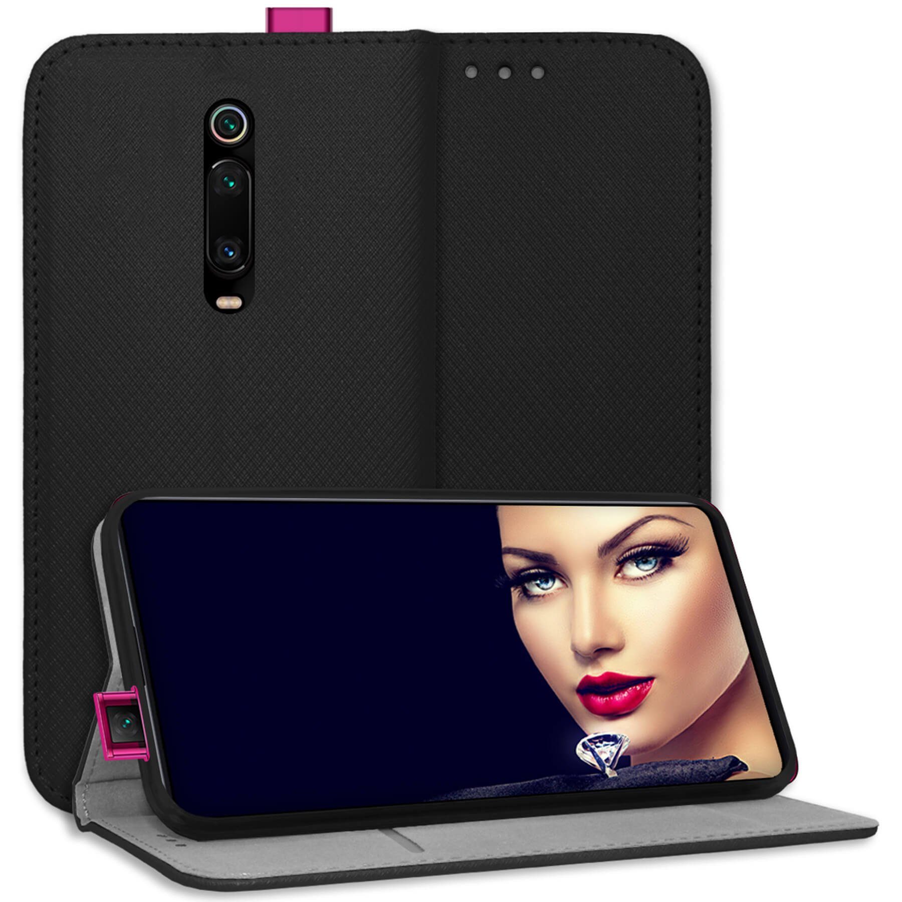 mtb more energy Smartphone-Hülle Smart Magnet für Xiaomi Mi 9T (Pro) / Redmi K20 (Pro), Schwarz, Bookstyle Klapphülle Cover Wallet Case aus Kunstleder